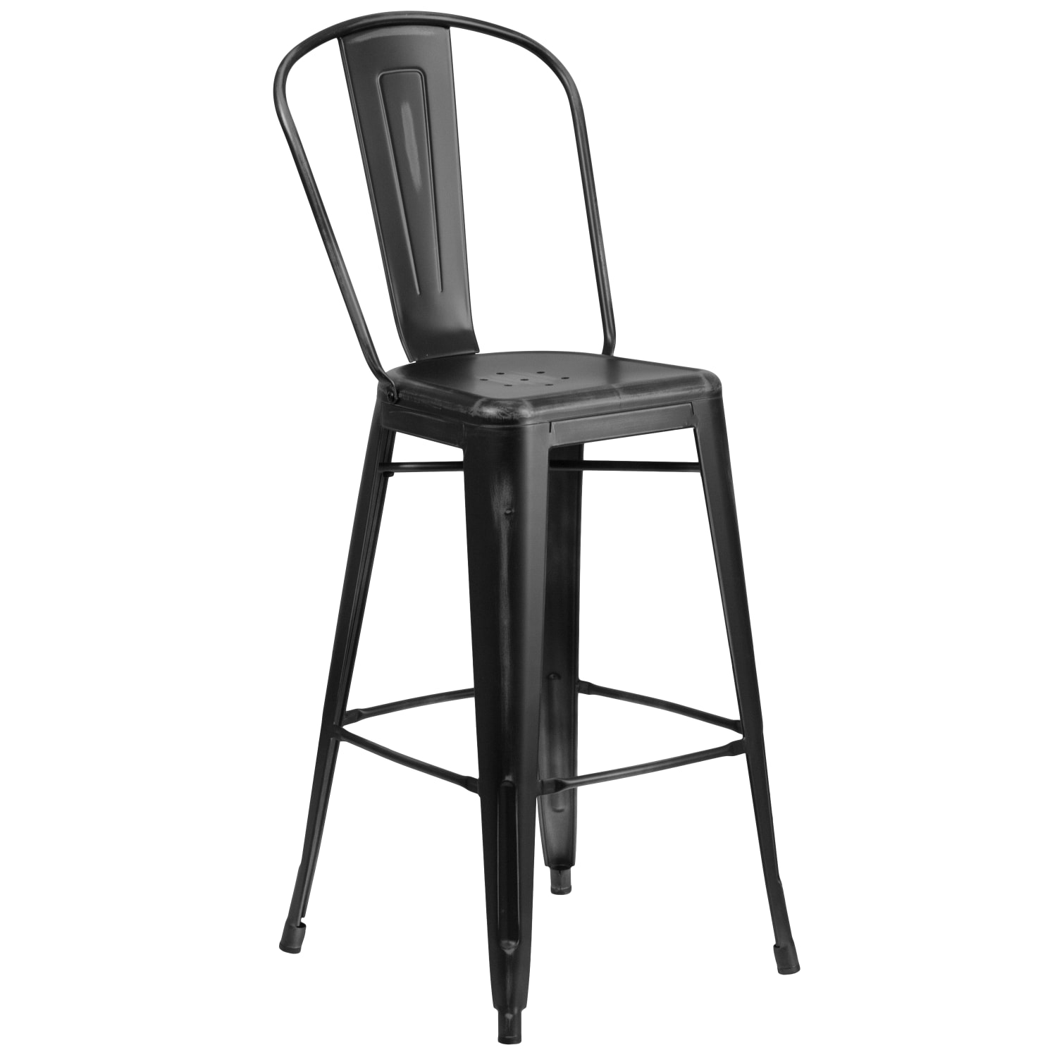 Flash Furniture CommercialGrade 30inH Distressed Metal Bar Stool Black PopularChairscom Flash Furniture Commercial Grade 30inH Distressed Metal Bar Stool Black PopularChairscom