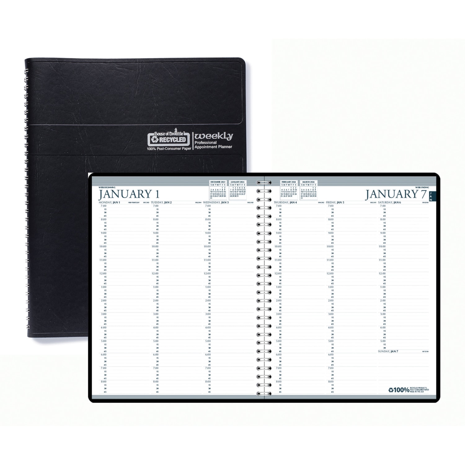 House Of Doolittle Professional Weekly Planner, 8-1/2in x 11in, Black, 24 Months, January-December - Image 3