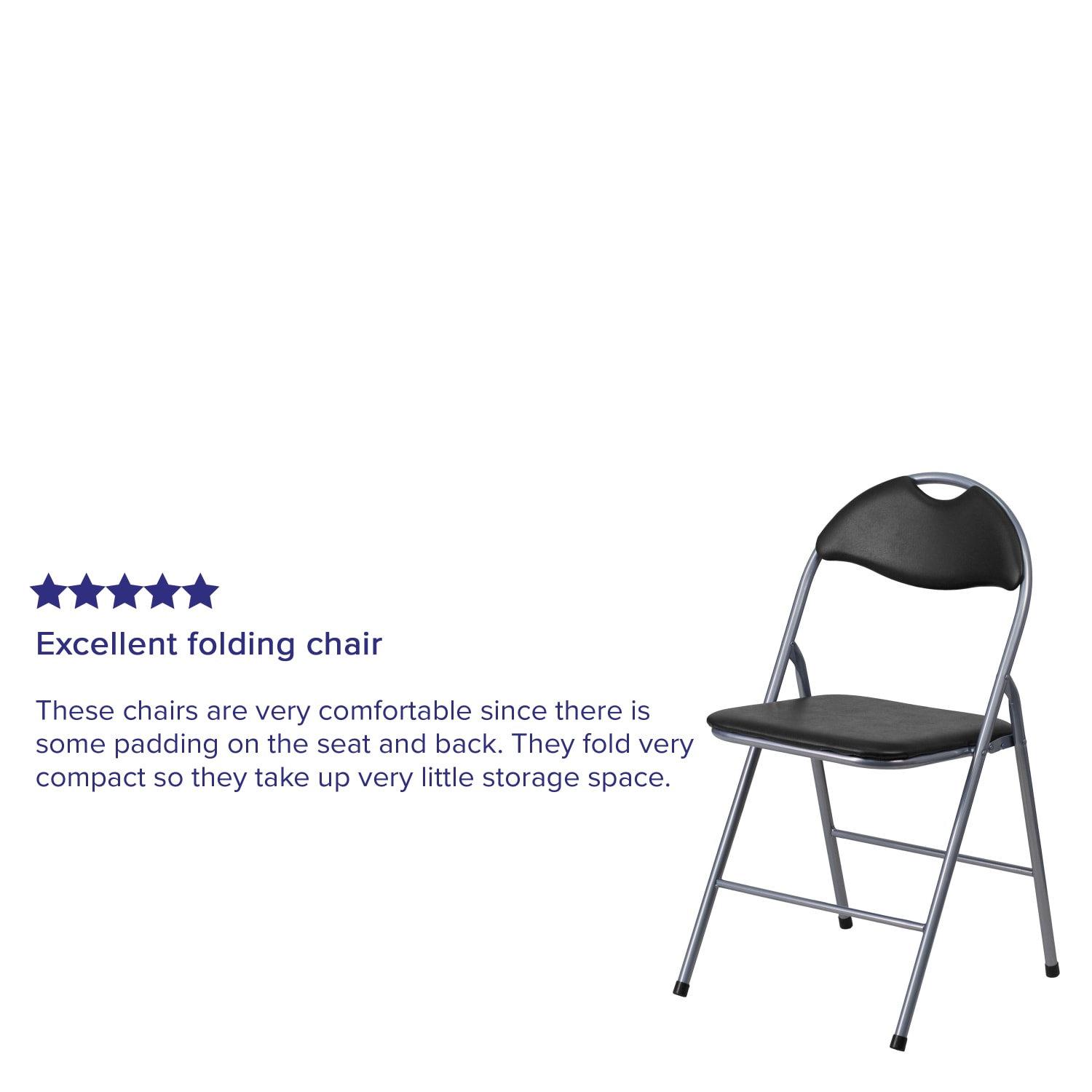 Flash Furniture HERCULES Series Vinyl Metal Folding Chairs With Carrying Handles, Black/Silver, Pack Of 2 Chairs - Image 6