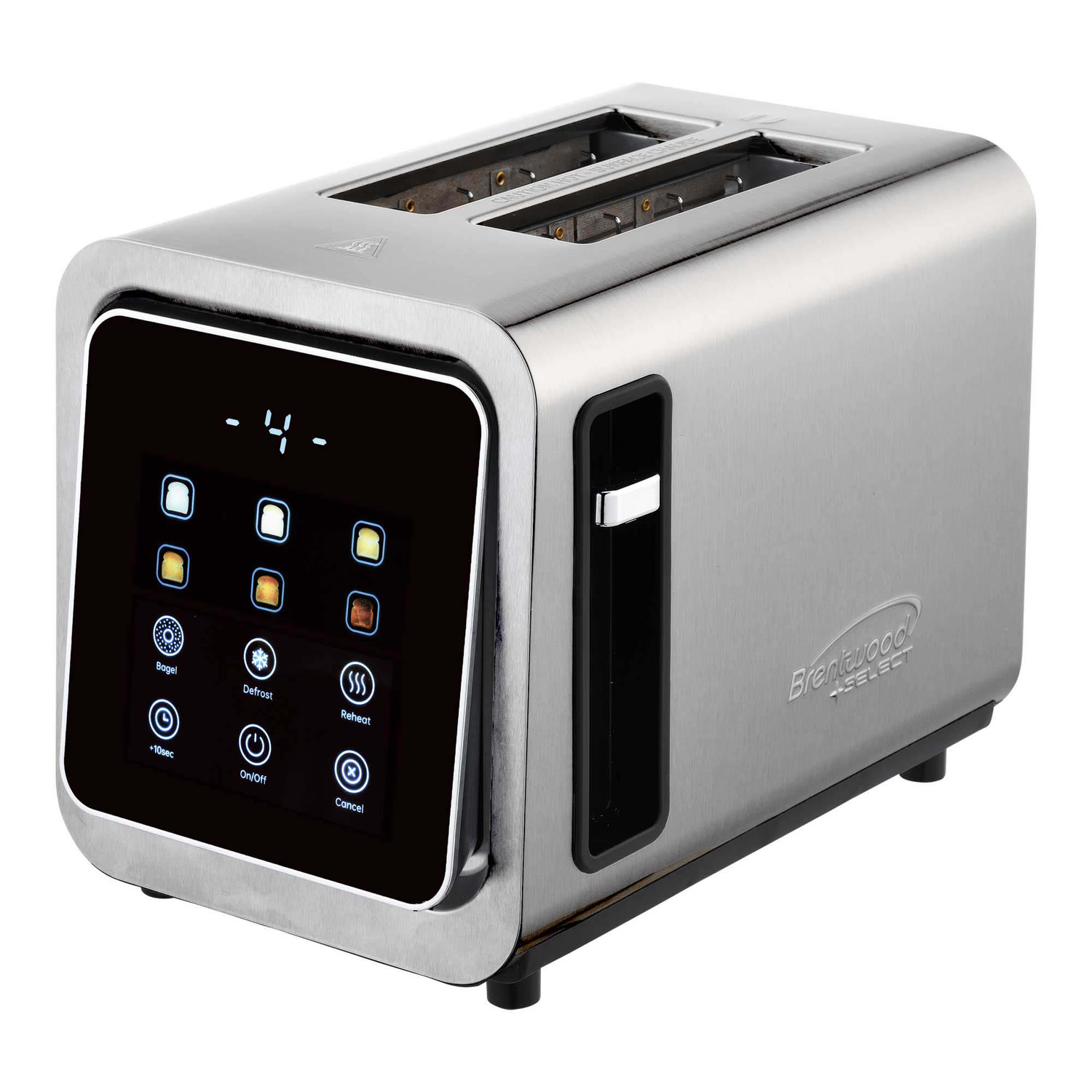 Brentwood 1,100-Watt 2-Slice Touch-Screen Digital Toaster with Extra-Wide Slots, Stainless Steel, TS-228DS