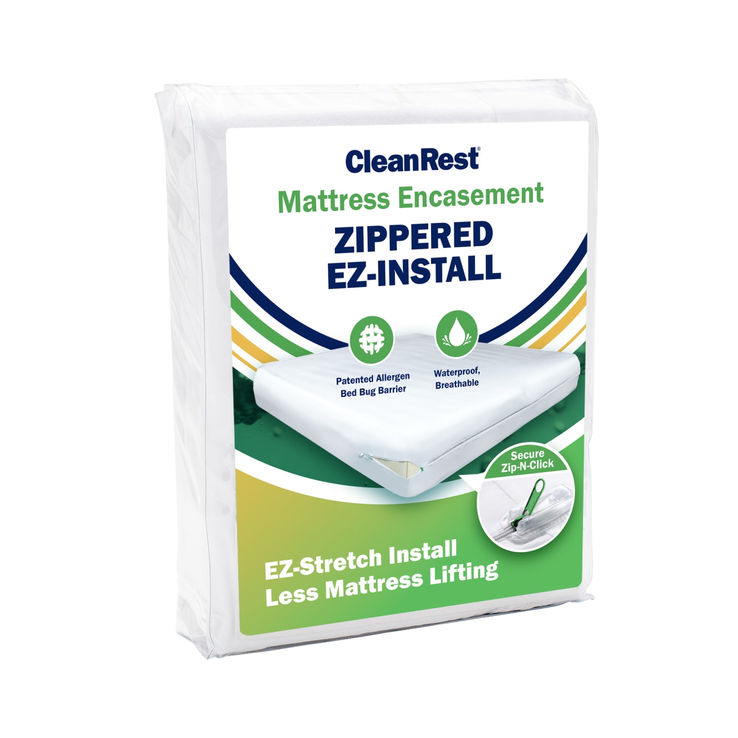 CleanRest Mattress Encasements, Queen, 80inL x 60inW x 18inD, White, Case Of 3 Encasements