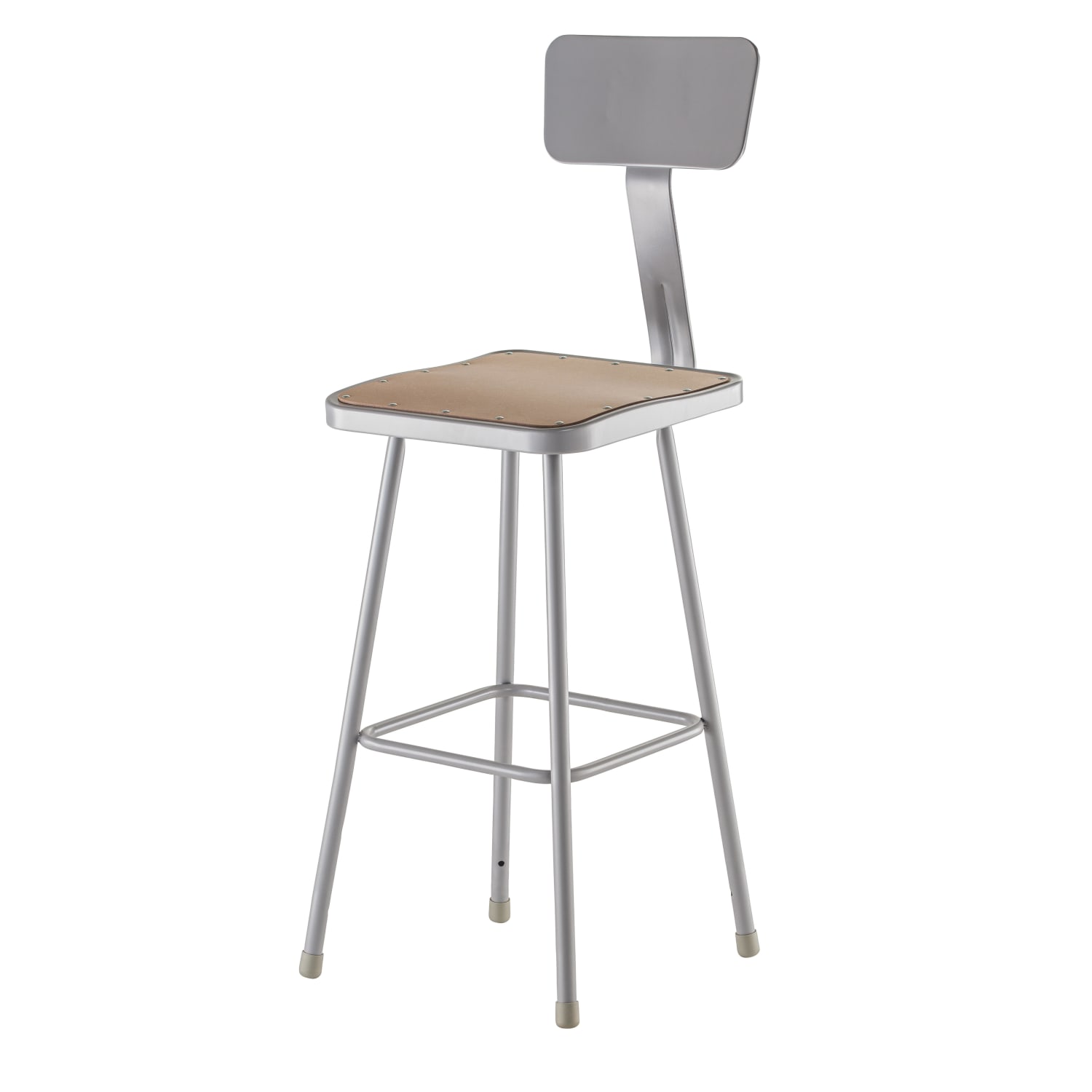 National Public Seating Hardboard Task Stools With Backs, 45inH, Gray/Brown, Pack Of 2 Stools