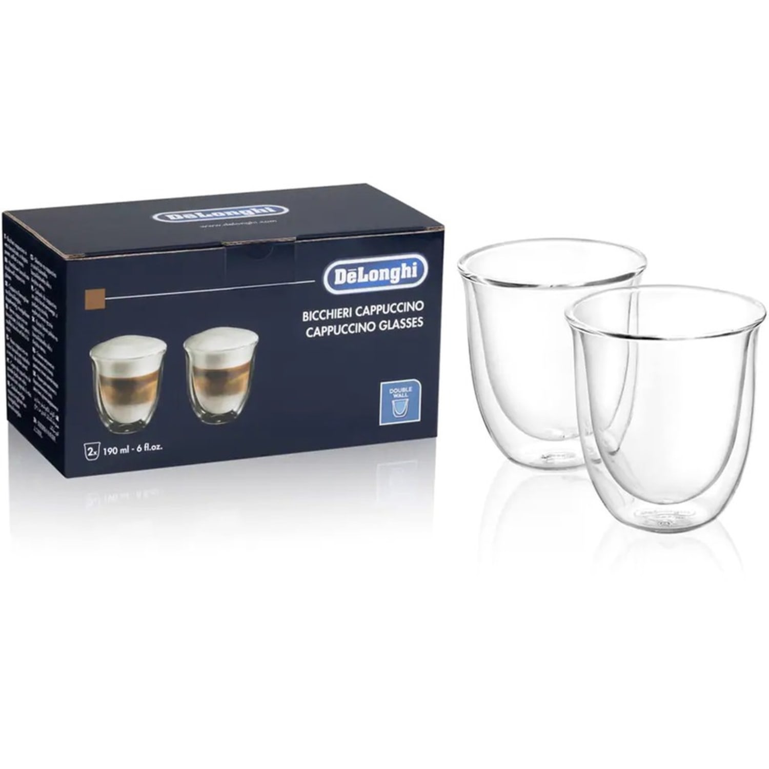 DeLonghi DeLonghi 2 Cappuccino Double Wall Glasses DLSC310  2 / Set  Borosilicate Glass  Coffee