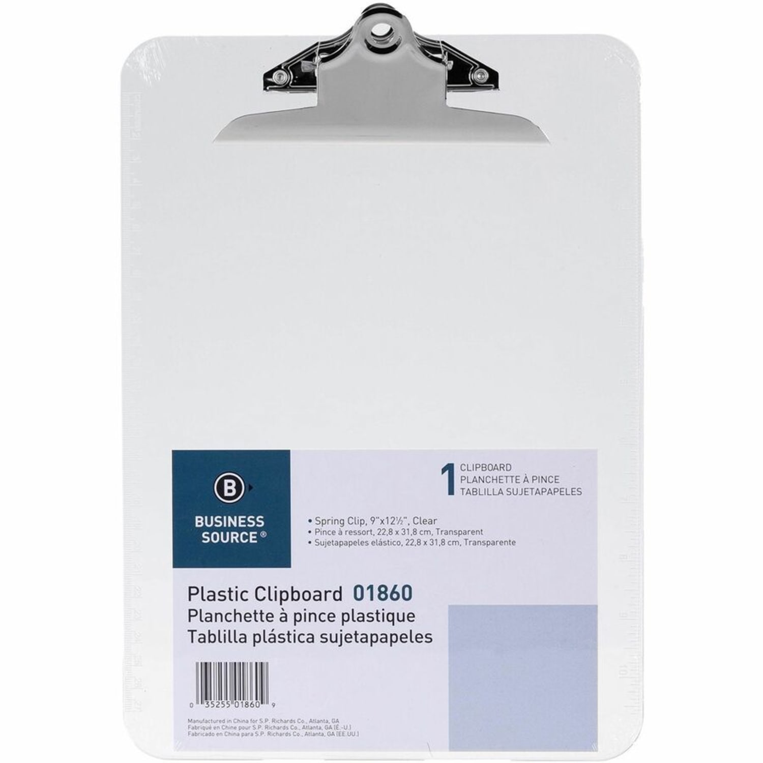 Sparco Plastic Clipboard, 8 1/2in x 12in, Clear - Image 4