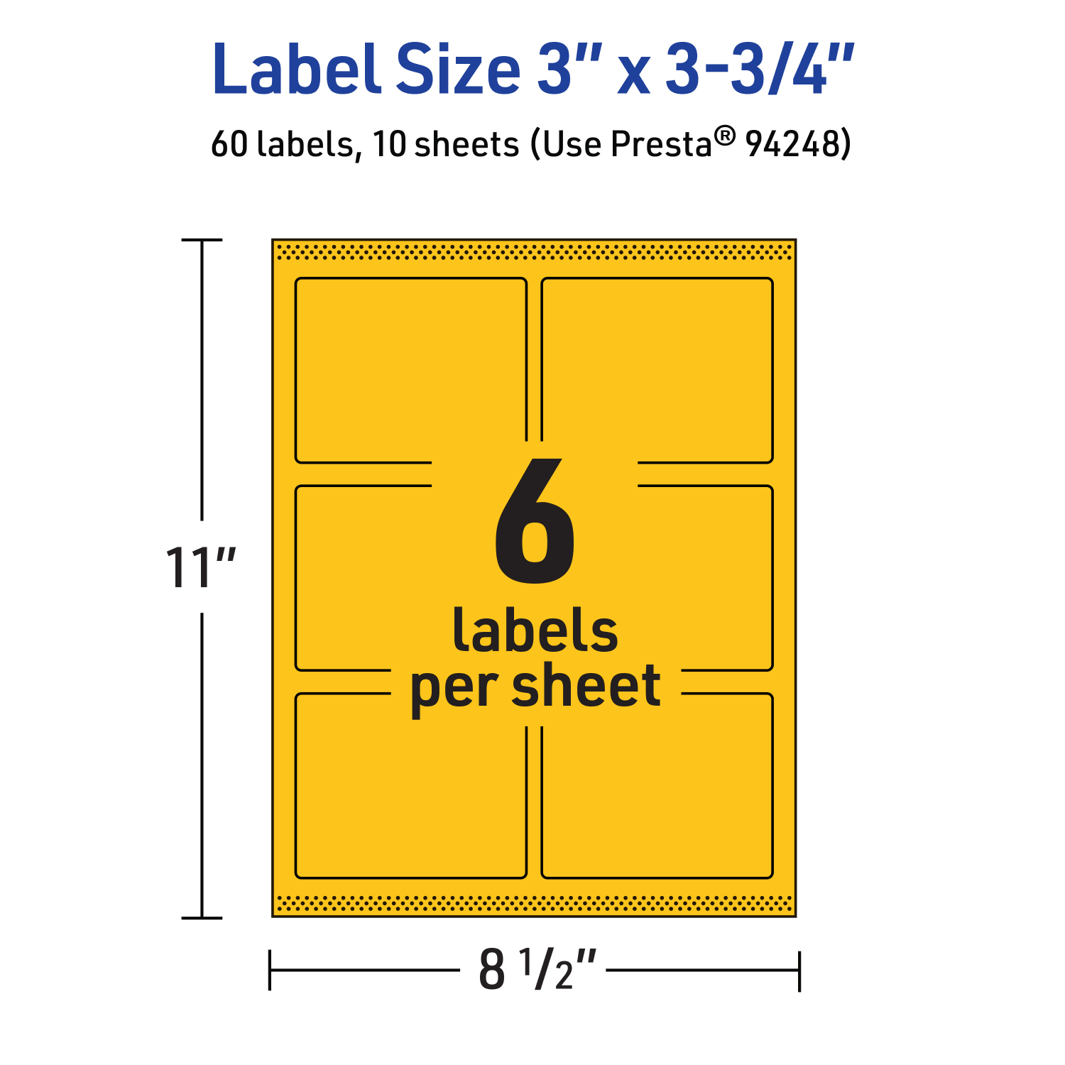 Avery Print-To-The-Edge Labels With Sure Feed Technology And Easy Peel, 94248-BYP10, Rectangle, 3in x 3-3/4in, Matte Bright Yellow, Pack of 60 - Image 6