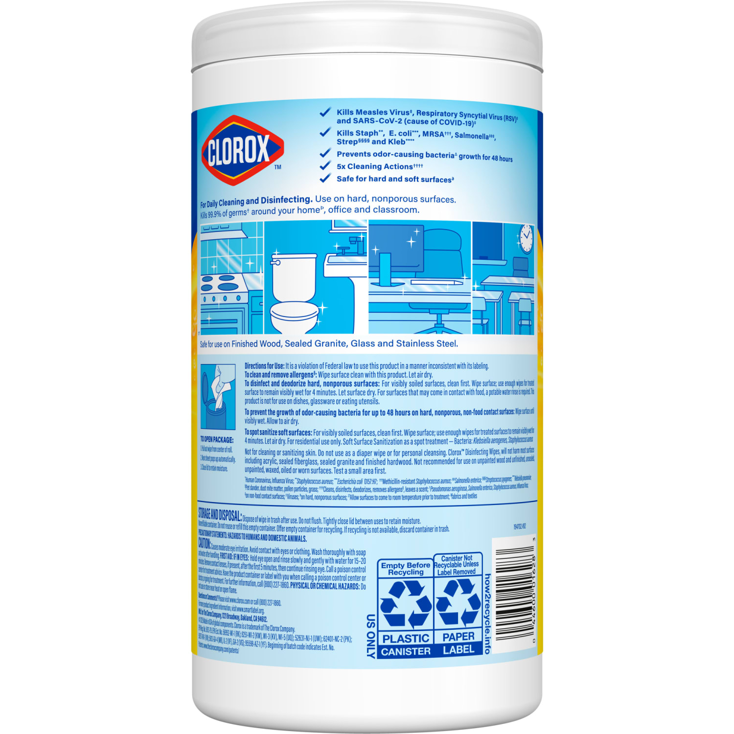 Clorox Disinfecting Wipes, Bleach Free Cleaning Wipes - Crisp Lemon - 75 Count (Pack of 6) - Image 5
