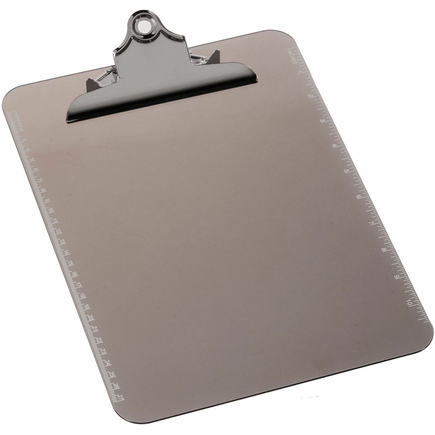 Sparco Plastic Clipboards - 9in x 12 1/2in - Spring Clip - Plastic - Smoke - 1 Each