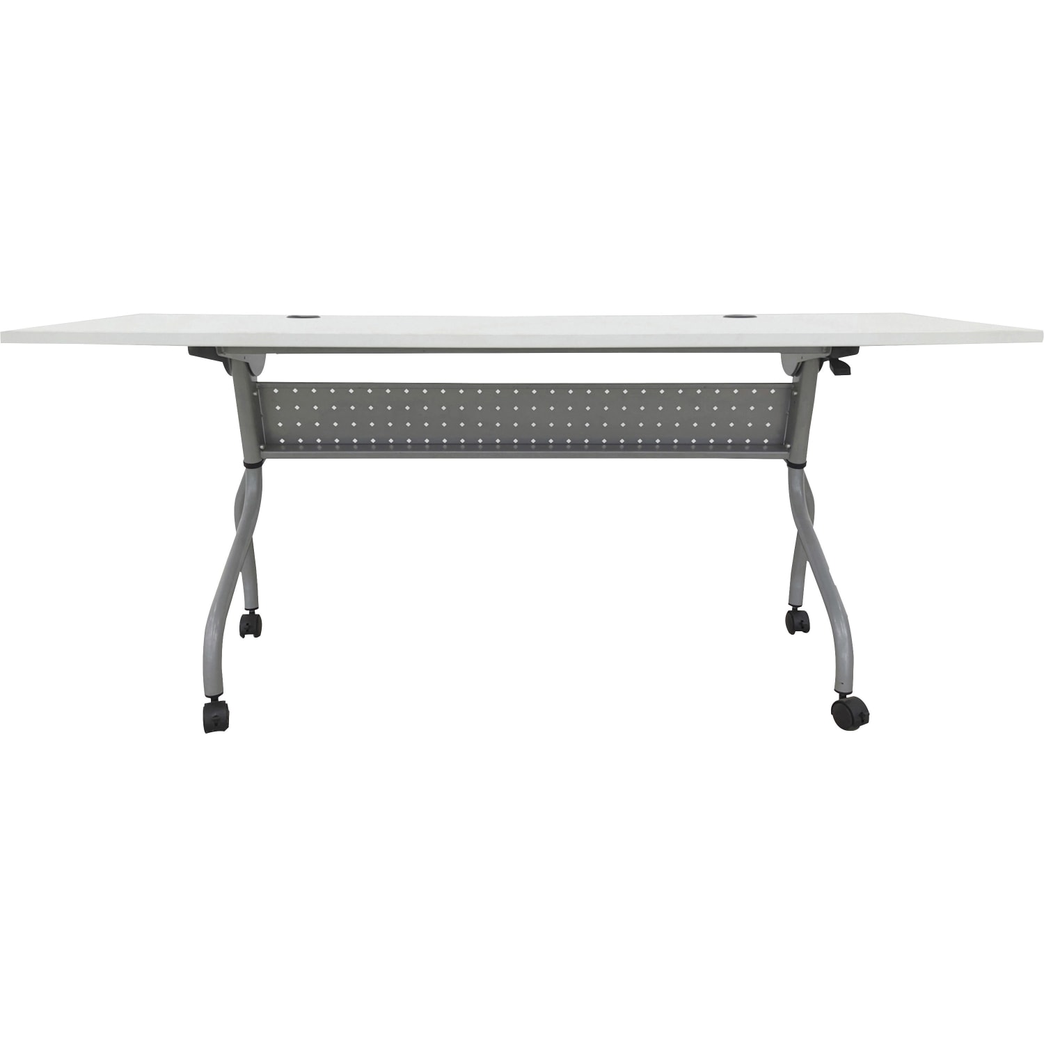 Lorell Preference Series 72inW Flip-Top Training Table, White/Silver - Image 3