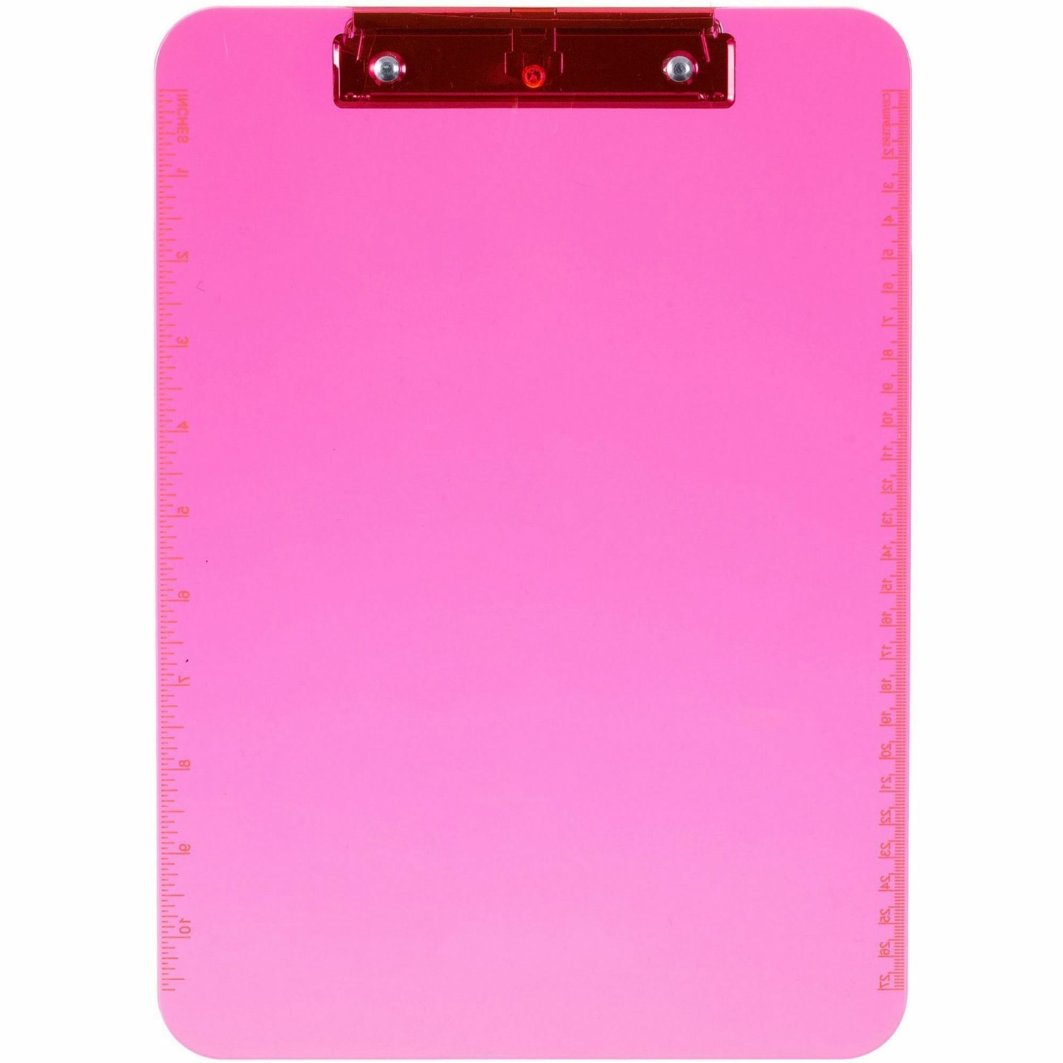 Sparco Plastic Clipboard With Flat Clip, 8 1/2in x 11in, Neon Pink - Image 6