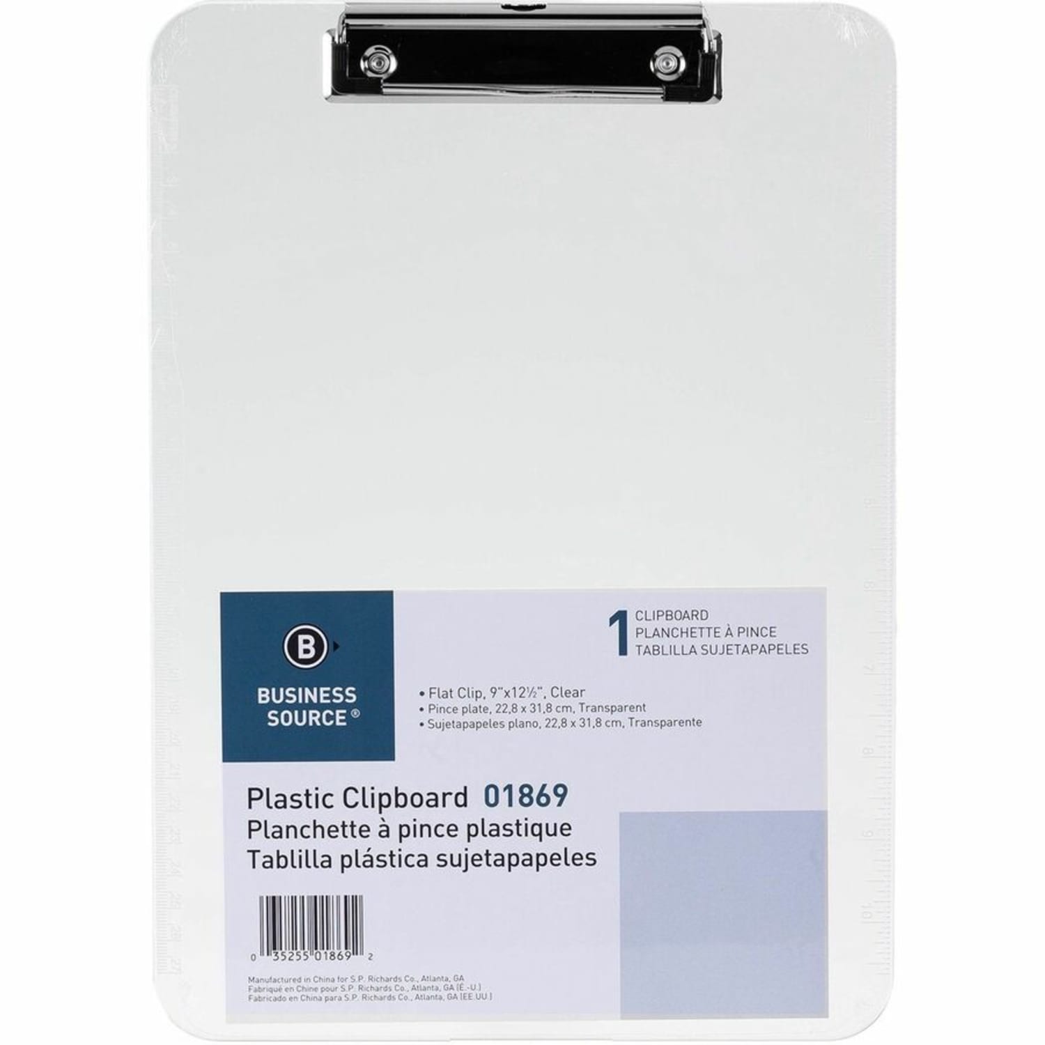 Sparco Plastic Clipboard With Flat Clip, 8 1/2in x 11in, Clear - Image 5