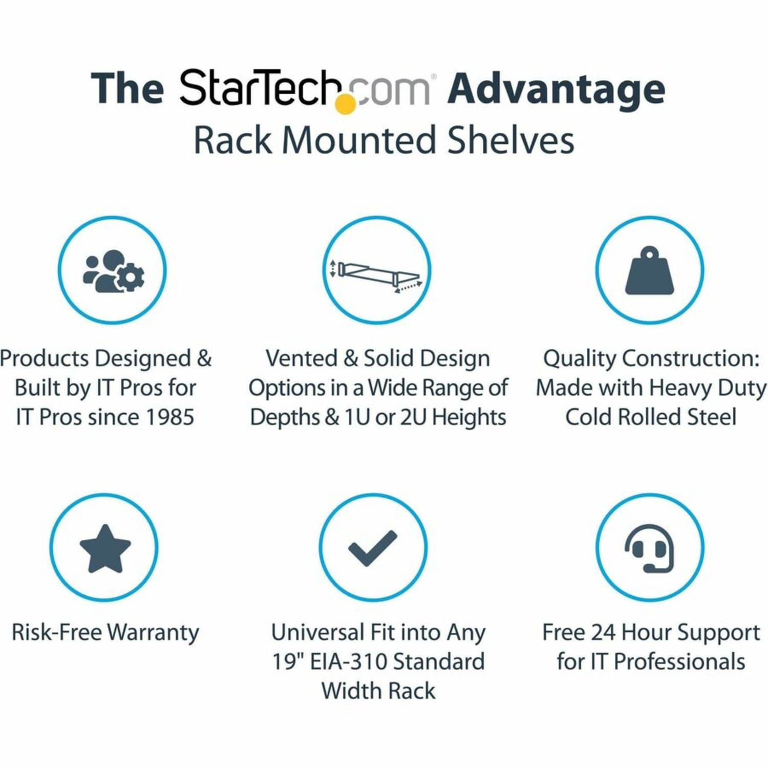 StarTech.com 1U Vented Server Rack Cabinet Shelf - Fixed 10in Deep Cantilever Rackmount Tray for 19in Data/AV/Network Enclosure w/Cage Nuts - Image 3