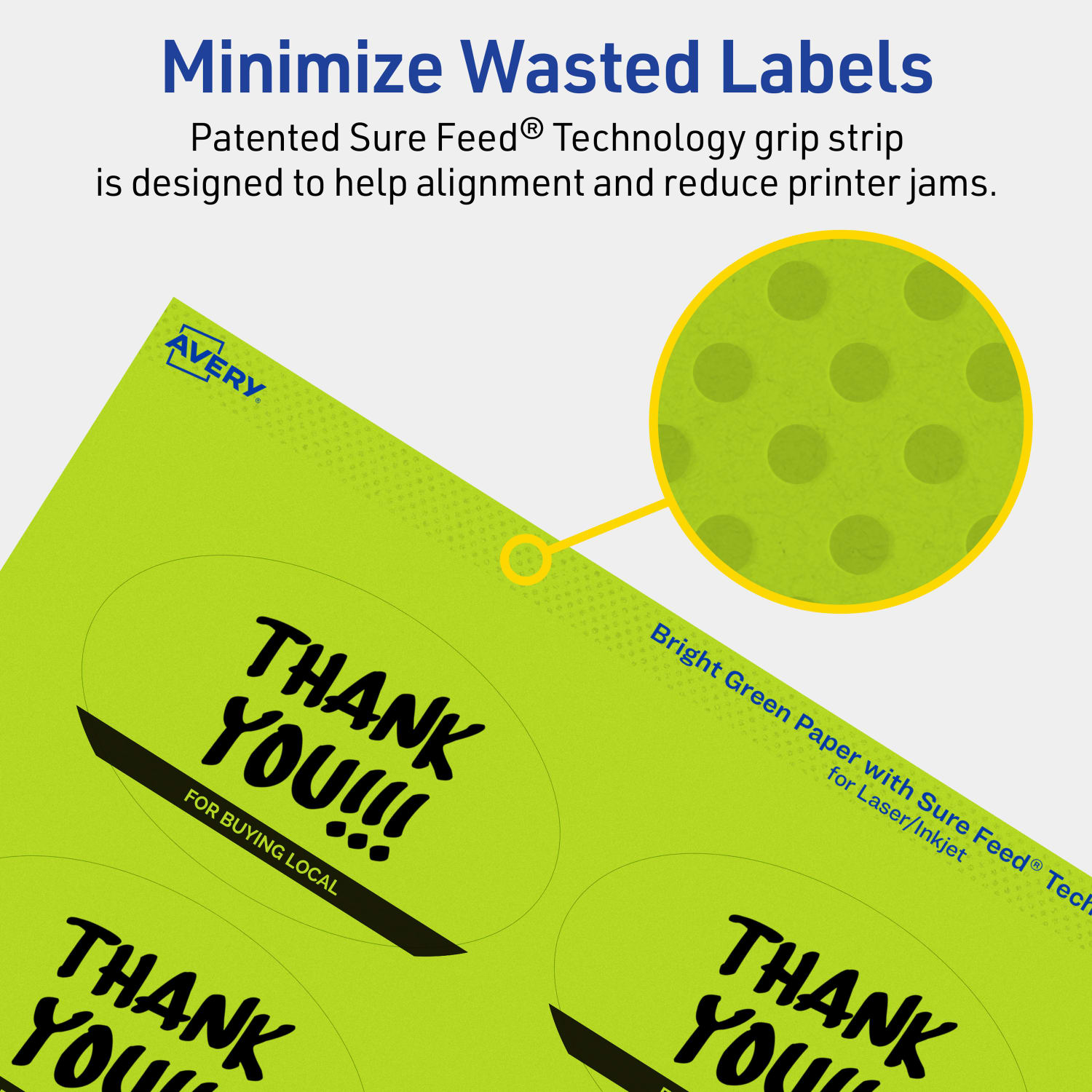 Avery Print-To-The-Edge Labels With Sure Feed Technology And Easy Peel, 94056-BGP10, Oval, 2in x 3-1/3in, Matte Bright Green, Pack of 80 - Image 5