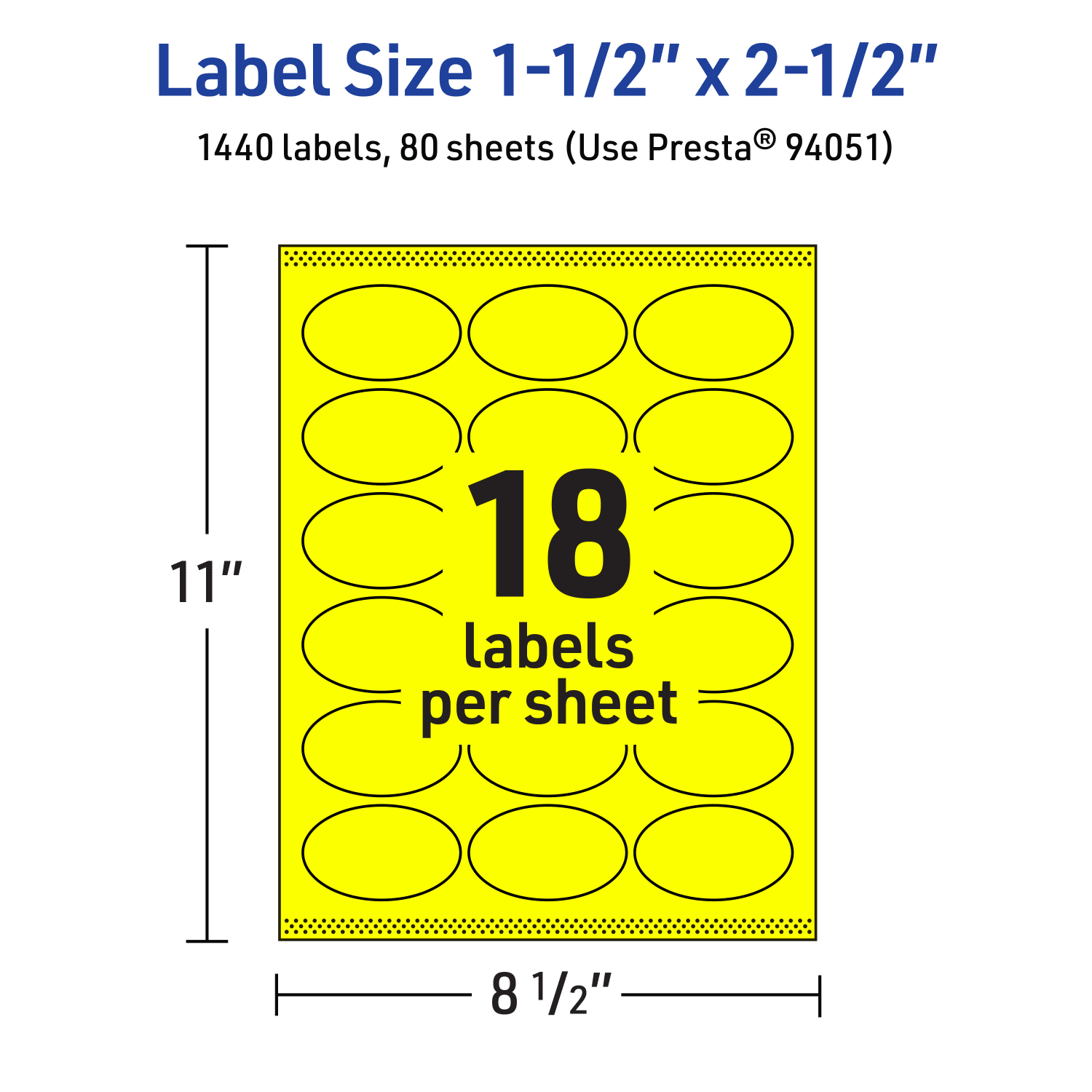 Avery Printable Labels With Sure Feed Technology, 94051-NYP80, Oval, 1-1/2in x 2-1/2in, Matte Neon Yellow, Pack of 1440 - Image 6