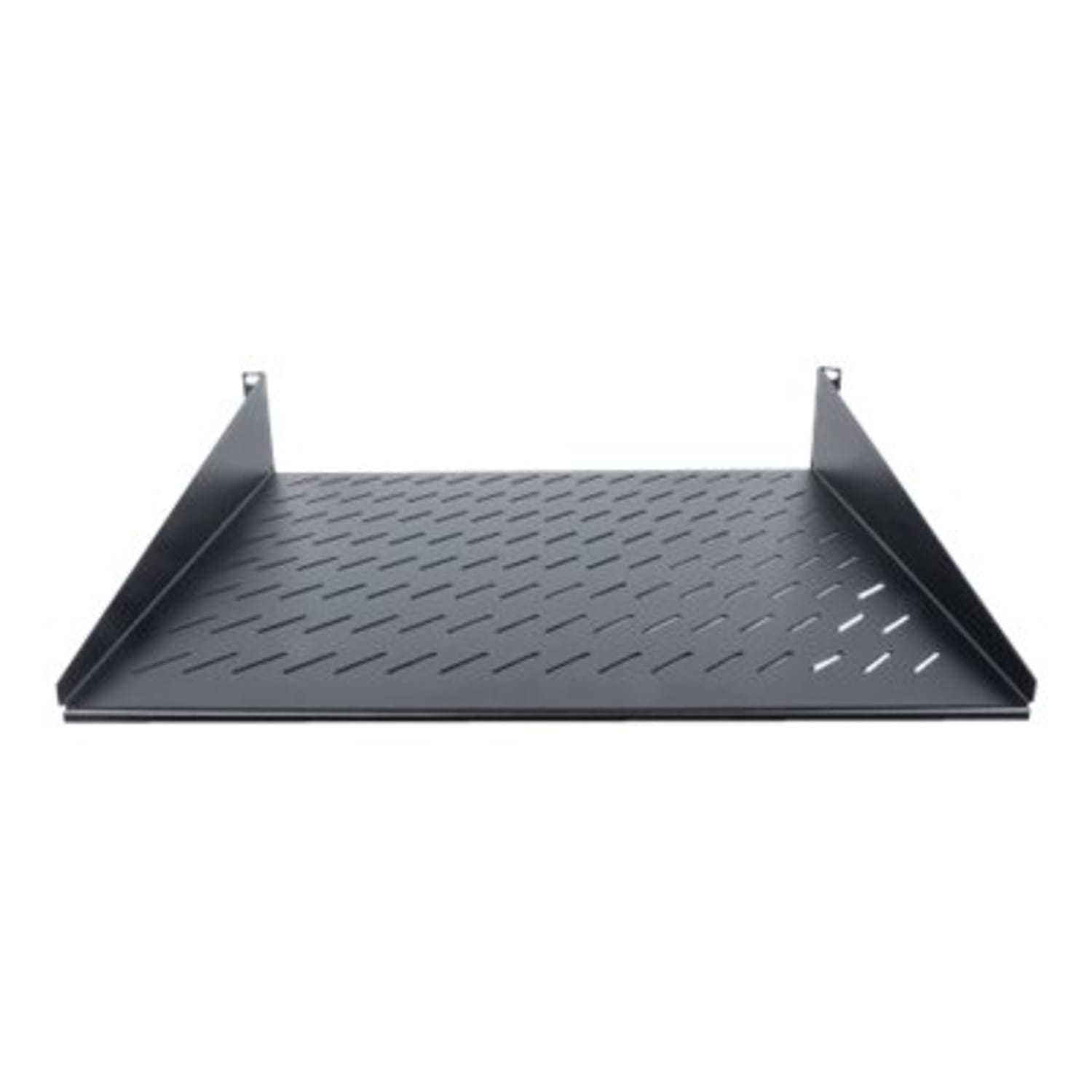 Intellinet 19in Cantilever Shelf, 2U, 2-Point Front Mount, 400mm Depth, Vented, Max 25kg, Black, Three Year Warranty - 712514