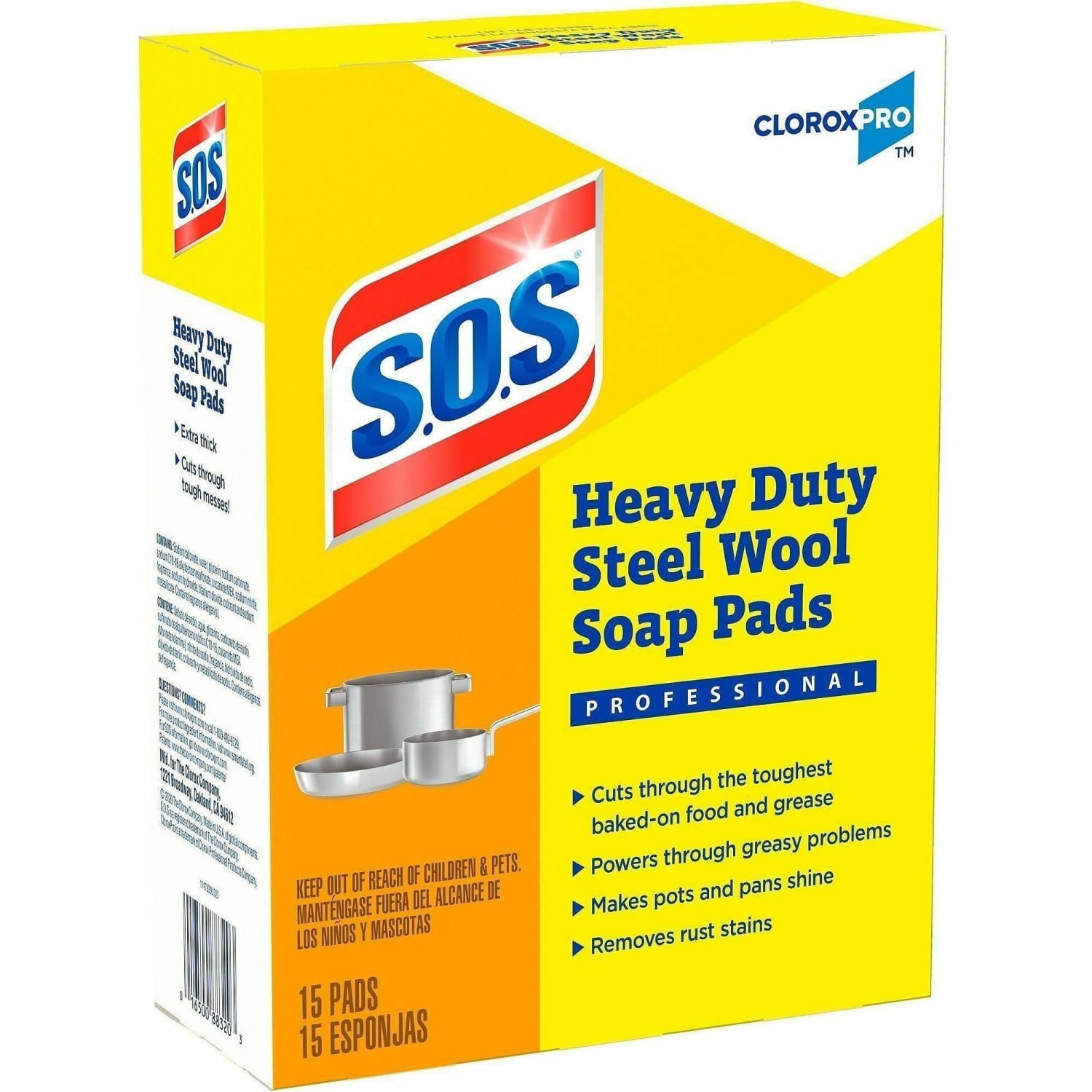 S.O.S Steel Wool Soap Pads - 4in Length x 5in Width - Heavy Duty - Gray, Blue - 15Box - 480 / Pallet - Image 4