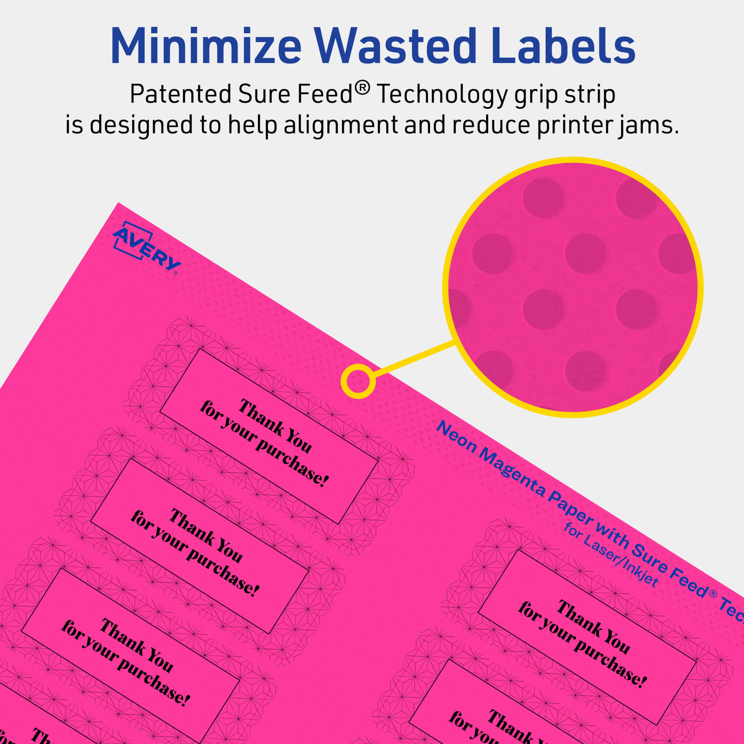 Avery Print-To-The-Edge Labels With Sure Feed Technology And Easy Peel, 94201-NMP80, Rectangle, 1in x 2-5/8in, Matte Neon Magenta, Pack of 1280 - Image 5