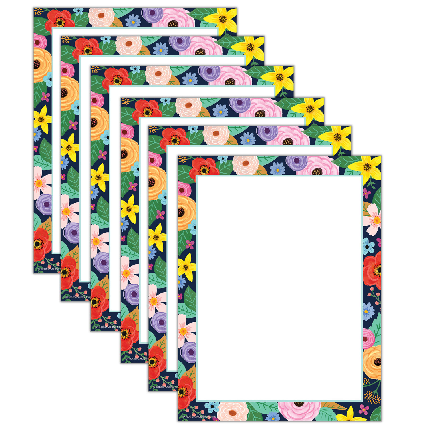 Teacher Created Resources Computer Paper, 8-1/2in x 11in, Wildflowers, 50 Sheets Per Pack, Bundle Of 6 Packs