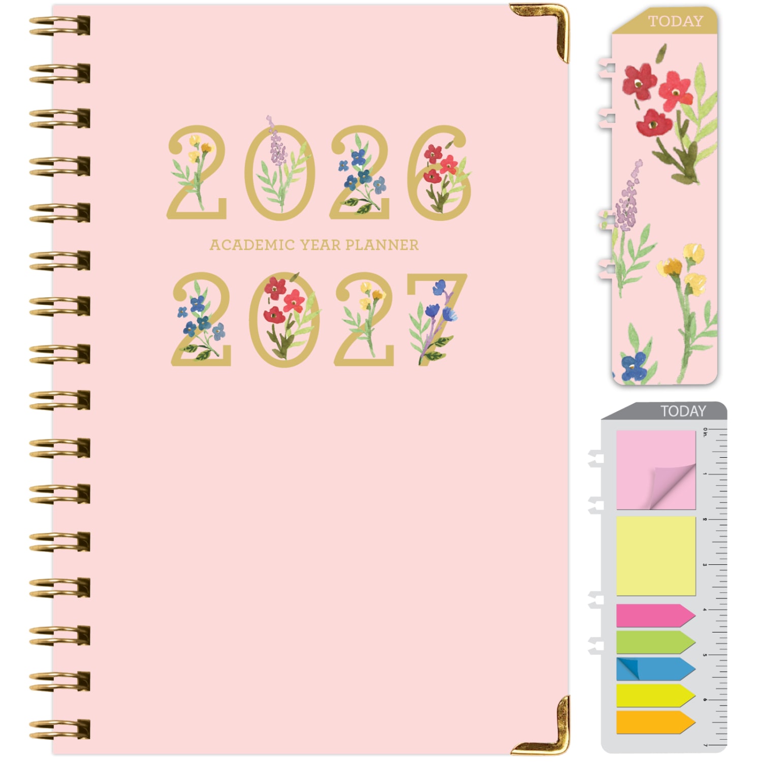 2026-2027 Excello Brands 15-Month Weekly/Monthly Academic Year Large Print Planner, 5in x 8in, Pink Gold Numbers, May To June, Total Qty 1 - Image 3