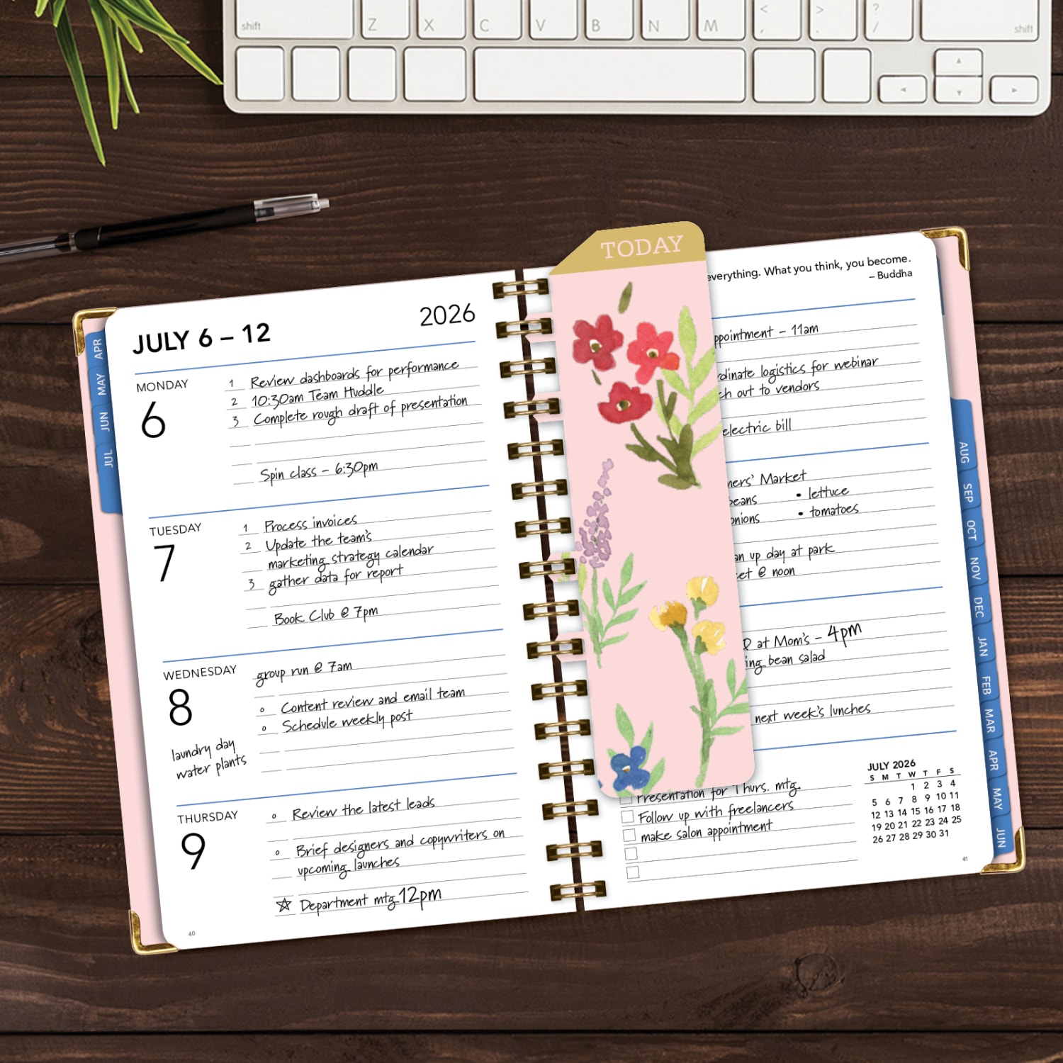 2026-2027 Excello Brands 15-Month Weekly/Monthly Academic Year Large Print Planner, 5in x 8in, Pink Gold Numbers, May To June, Total Qty 1 - Image 4