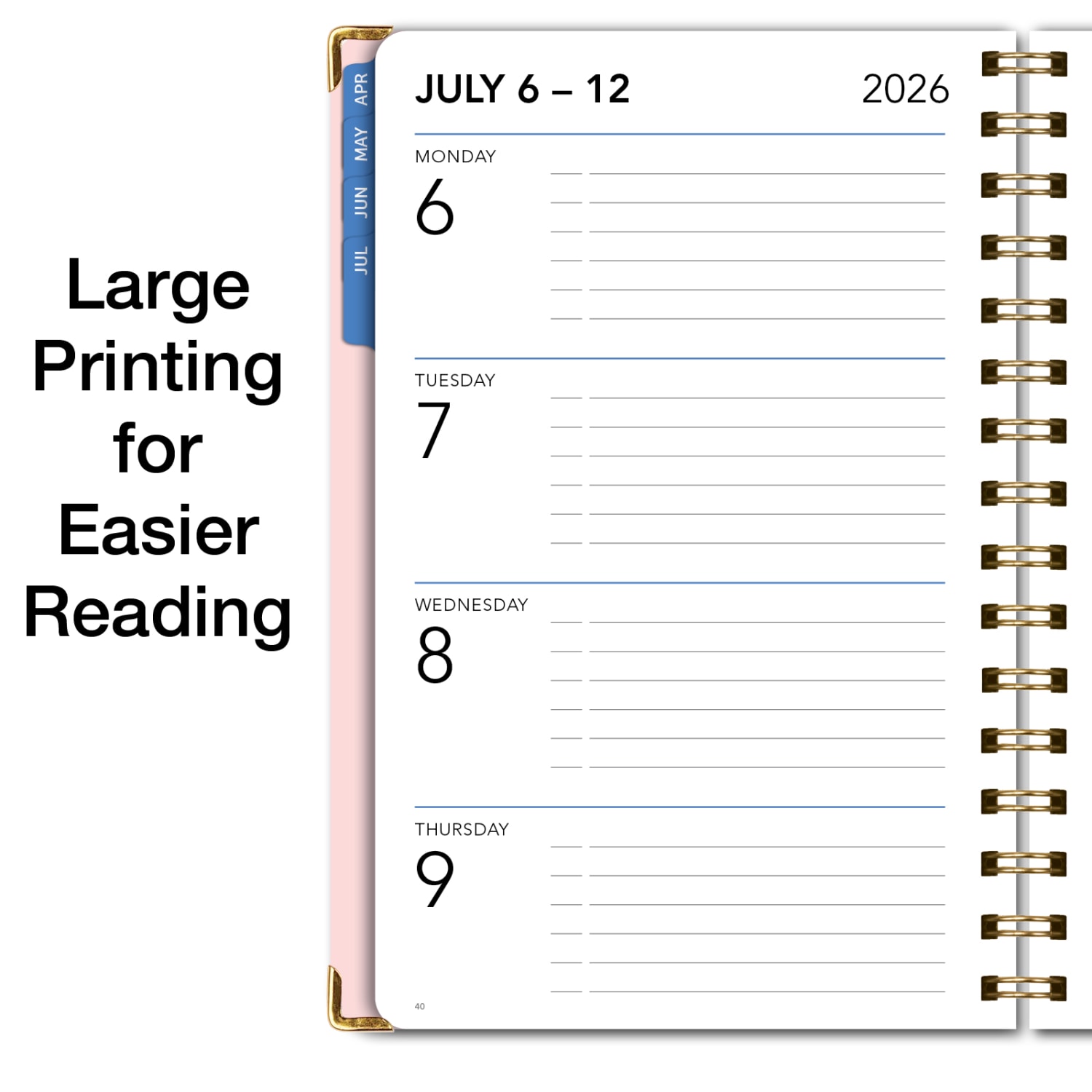 2026-2027 Excello Brands 15-Month Weekly/Monthly Academic Year Large Print Planner, 5in x 8in, Pink Gold Numbers, May To June, Total Qty 1 - Image 5