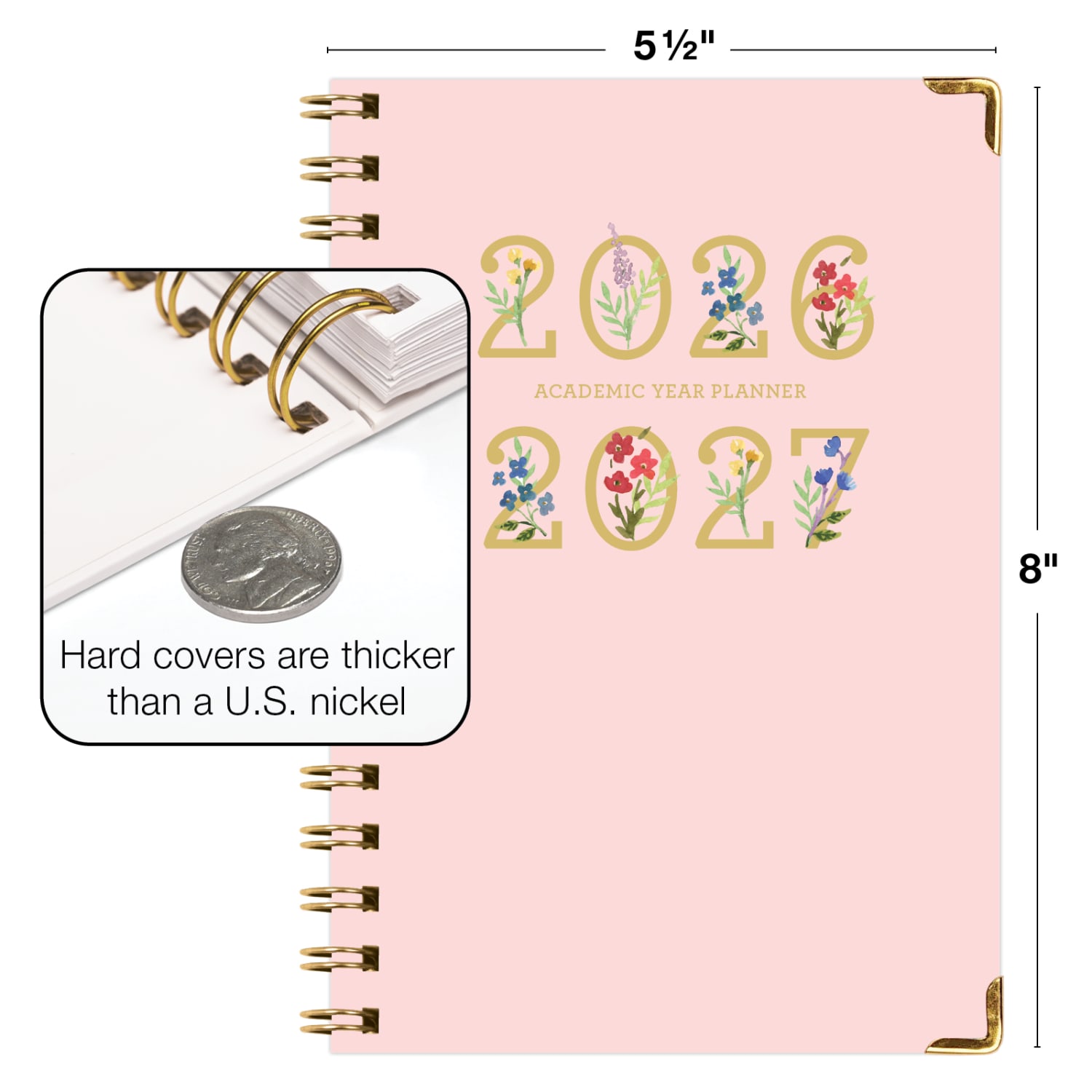 2026-2027 Excello Brands 15-Month Weekly/Monthly Academic Year Large Print Planner, 5in x 8in, Pink Gold Numbers, May To June, Total Qty 1 - Image 6