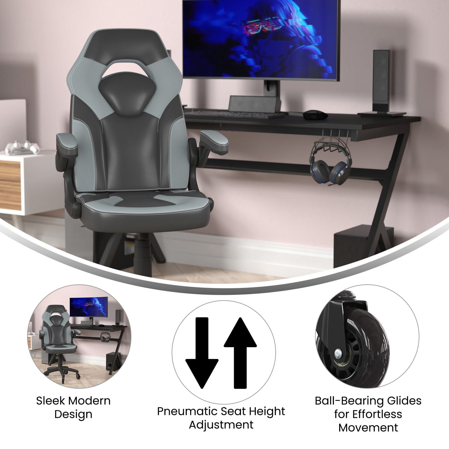 Flash Furniture X10 Racing Ergonomic Faux Leather Computer Gaming Chair Gray PopularChairscom Flash Furniture X10 Racing Ergonomic Faux Leather Computer Gaming Chair Gray PopularChairscom