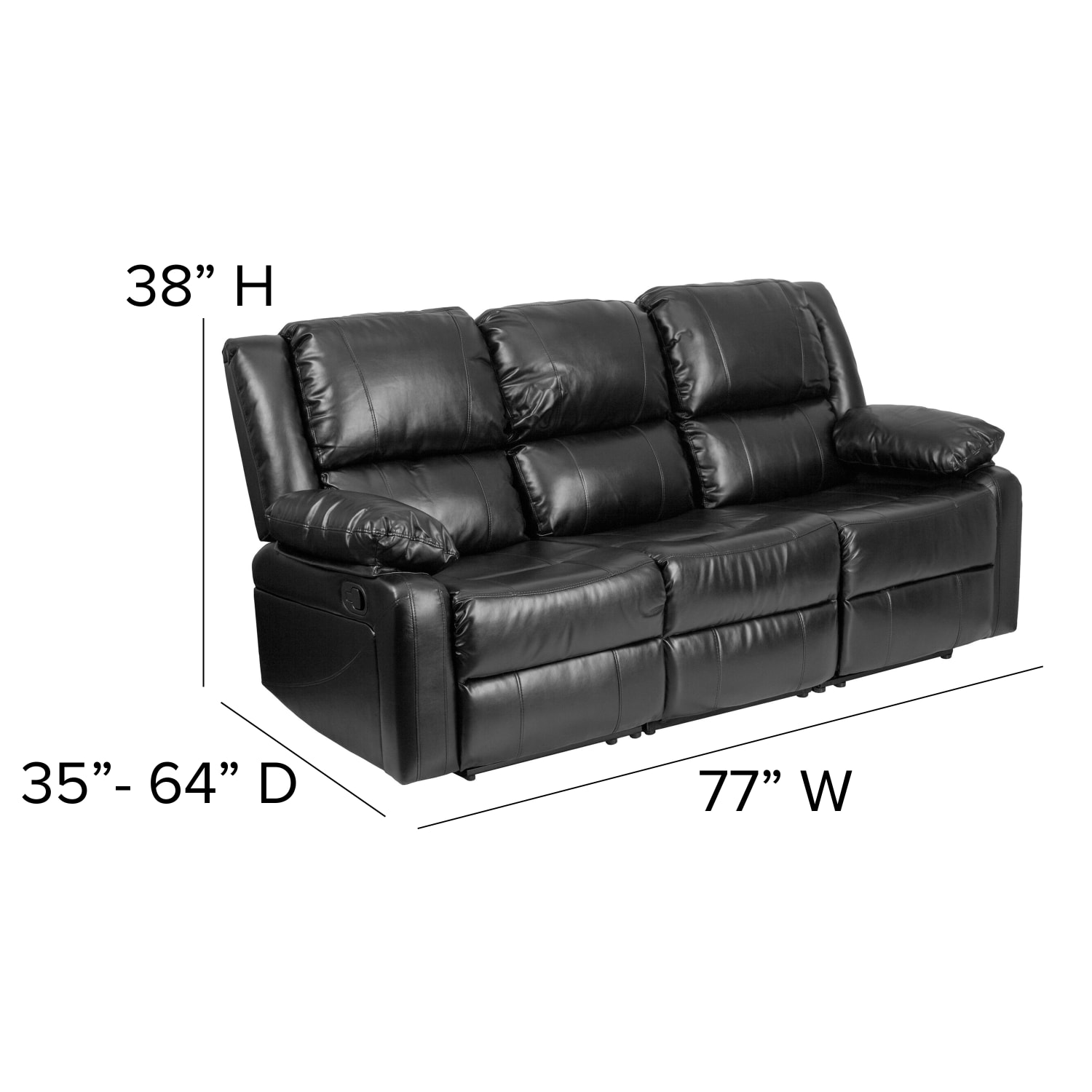 Flash Furniture Harmony Series LeatherSoft Faux Leather Sofa With 2 BuiltIn Recliners Black PopularChairscom Flash Furniture Harmony Series LeatherSoft Faux Leather Sofa With 2 Built In Recliners Black PopularChairscom