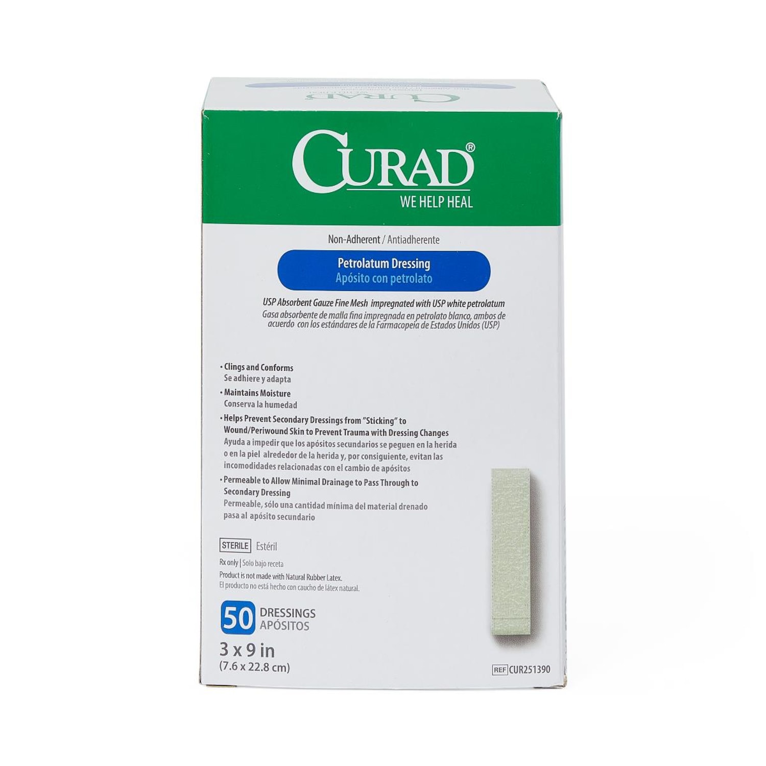 CURAD Sterile Petrolatum Gauze, 3in x 9in, White, Pack Of 200 - Image 5
