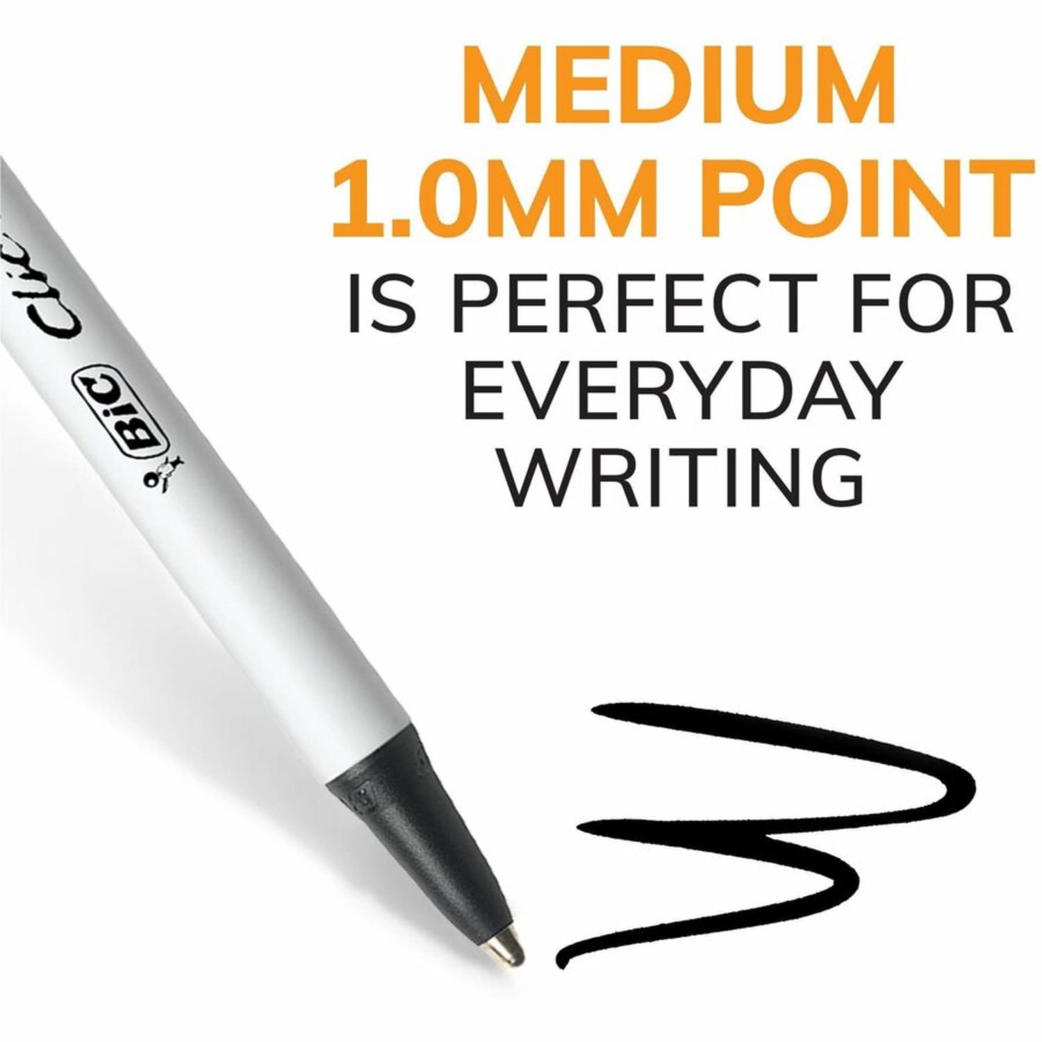 BIC Clic Stic Retractable Ballpoint Pens, Medium Point, 1.0 mm, White Barrel, Black Ink, Pack Of 24 - Image 6