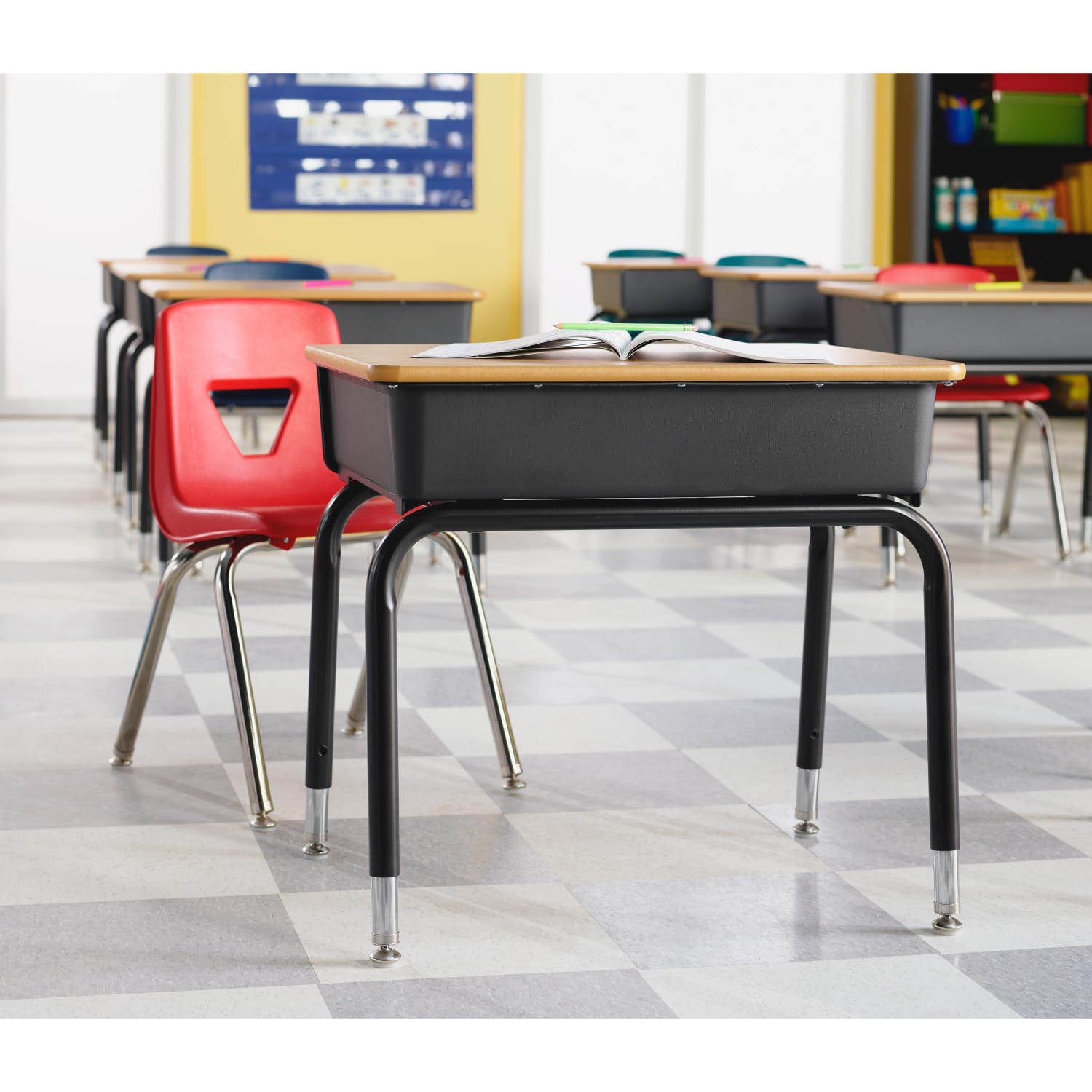 Lorell Classroom Student Book Box Student Desk, 18inW, Medium Oak, Carton of 2 - Image 3