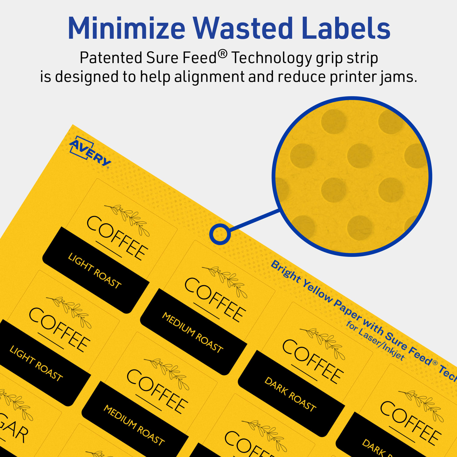 Avery Print-To-The-Edge Labels With Sure Feed Technology And Easy Peel, 94106-BYP20, Square, 1-1/2in x 1-1/2in, Matte Bright Yellow, Pack of 400 - Image 5