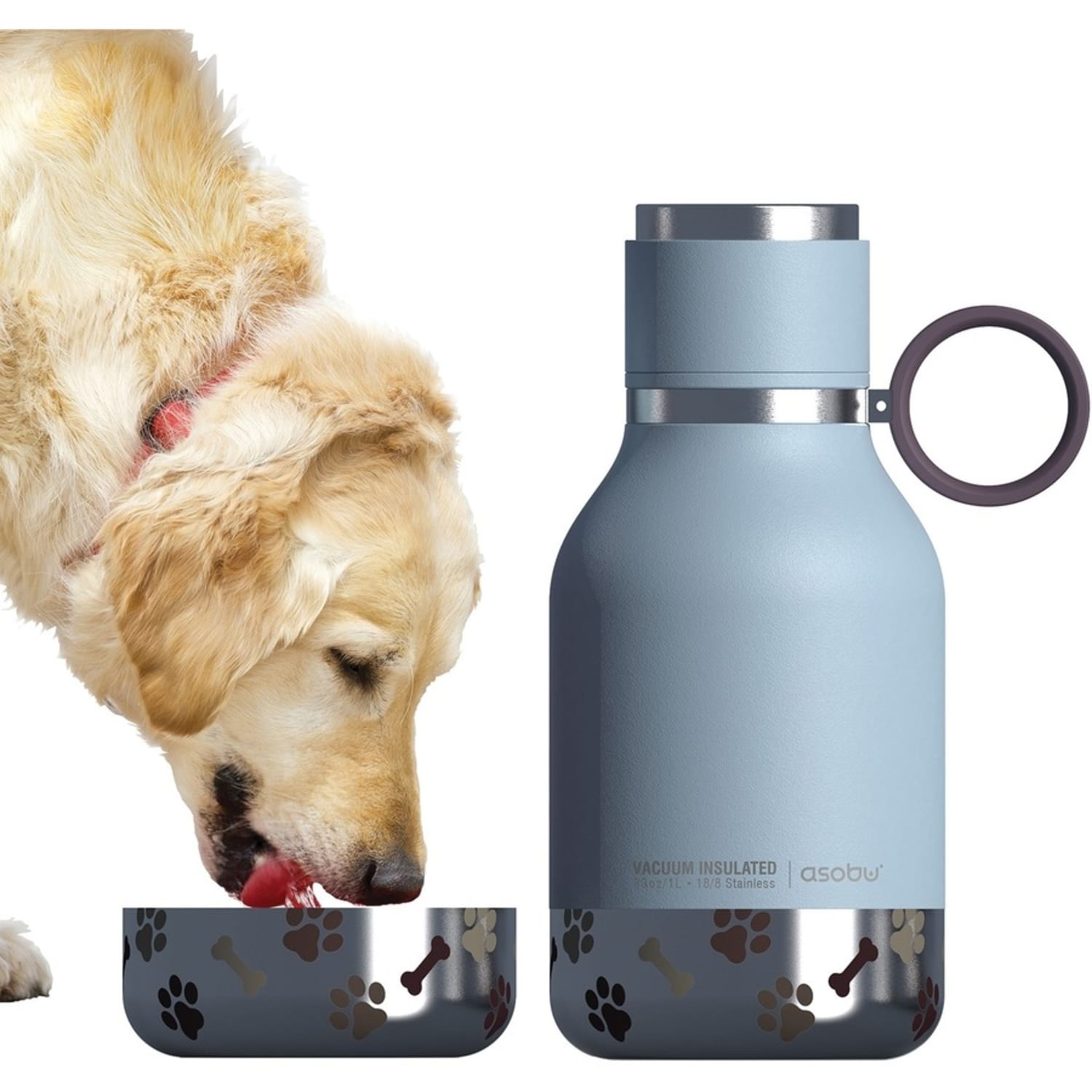ASOBU Insulated Water Bottle with Removable Dog Bowl, 33-Oz., Blue - Image 4