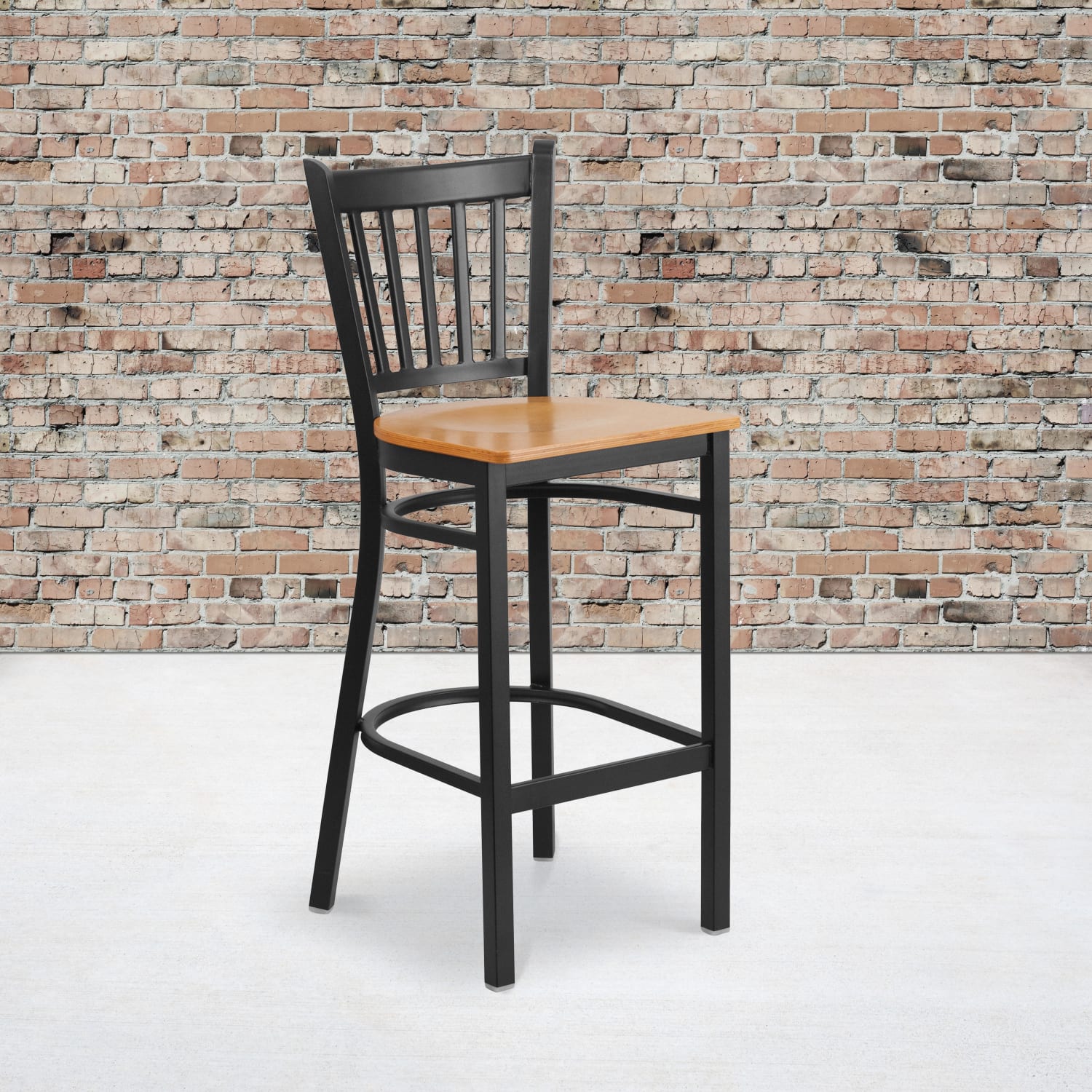 Flash Furniture Vertical Back Restaurant Bar Stool, Natural/Black