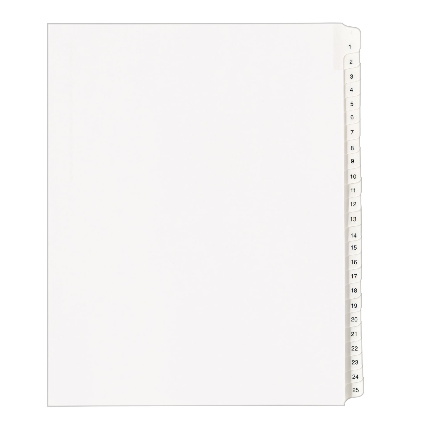 Avery Allstate-Style Collated Legal Exhibit Dividers, 8 1/2in x 11in, White Dividers/White Tabs, 1-25, Pack Of 25 Tabs