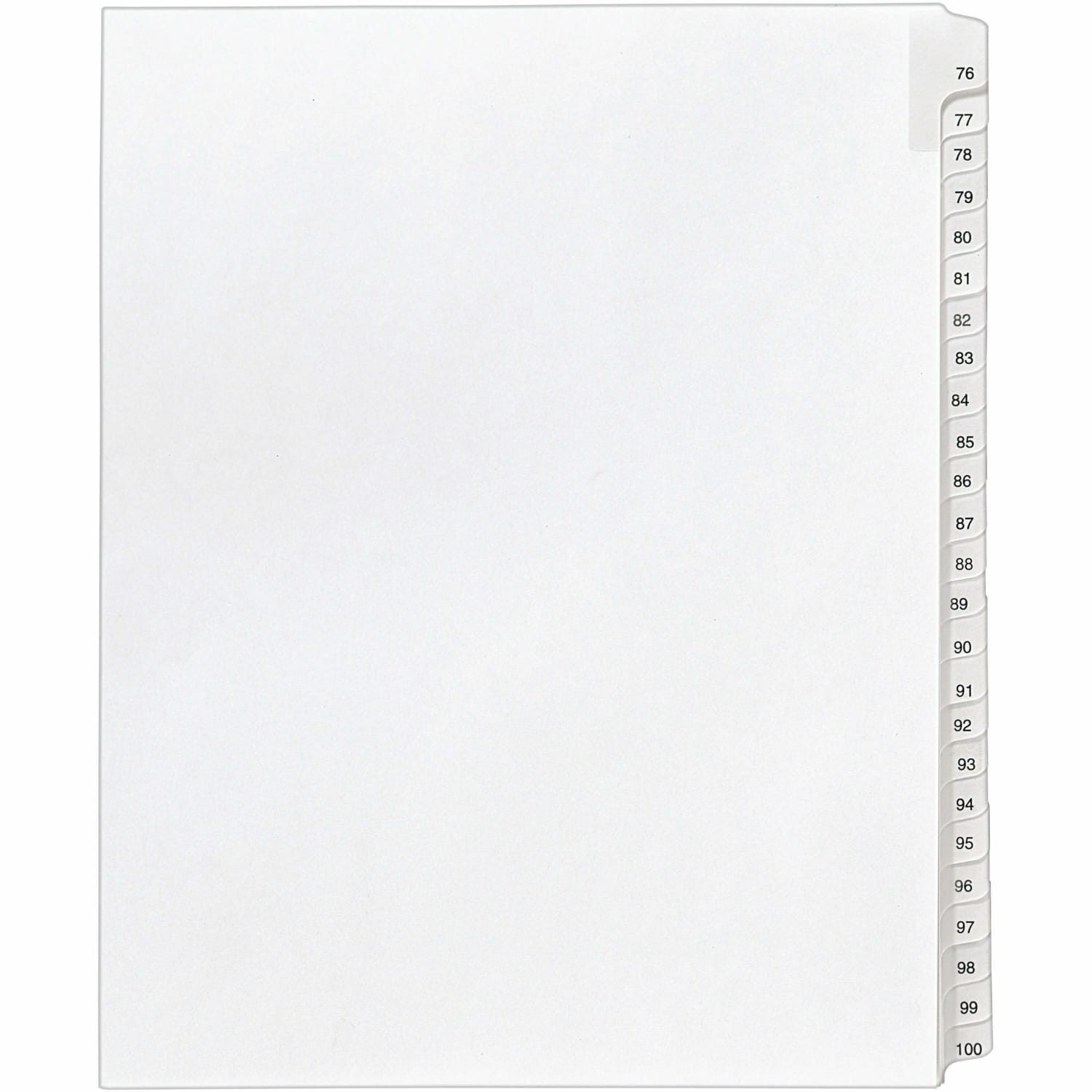 Avery Allstate-Style Collated Legal Exhibit Dividers, 8 1/2in x 11in, White Dividers/White Tabs, 76-100, Pack Of 25 Tabs