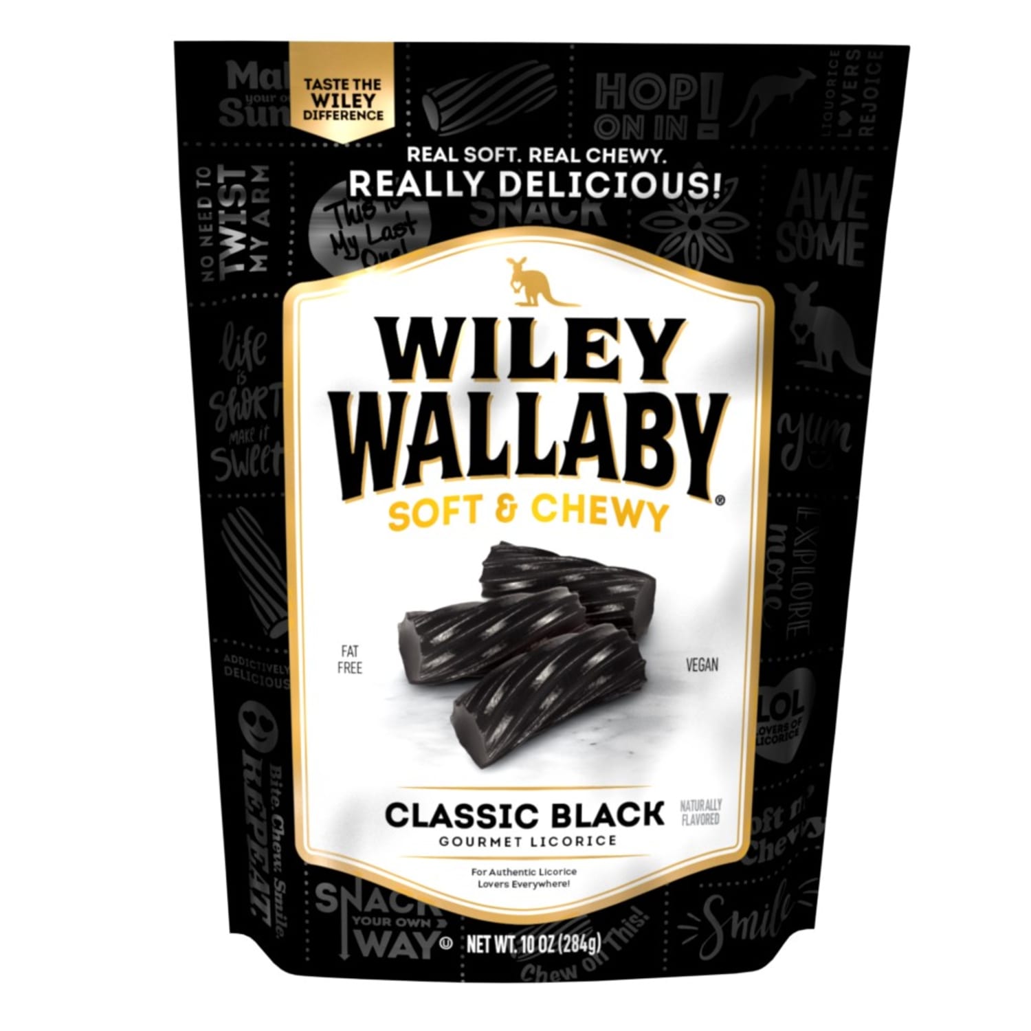 Wiley Wallaby Classic Black Licorice, 10 Oz, Pack Of 10 Candy Bags