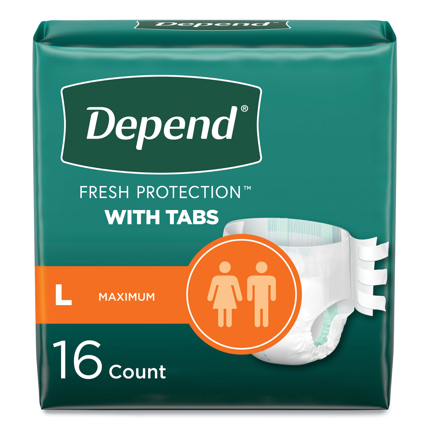Depend Incontinence Protection with Tabs, 35in to 49in Waist, 16/Pack, 3 Packs/Carton - Image 3