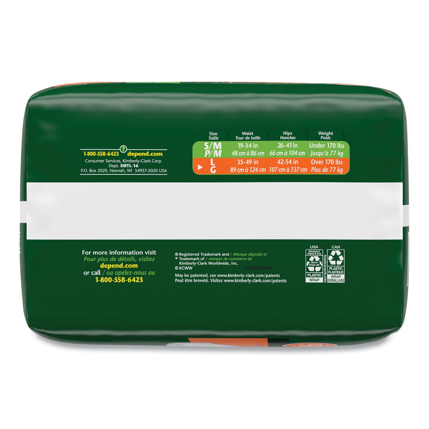 Depend Incontinence Protection with Tabs, 35in to 49in Waist, 16/Pack, 3 Packs/Carton - Image 6