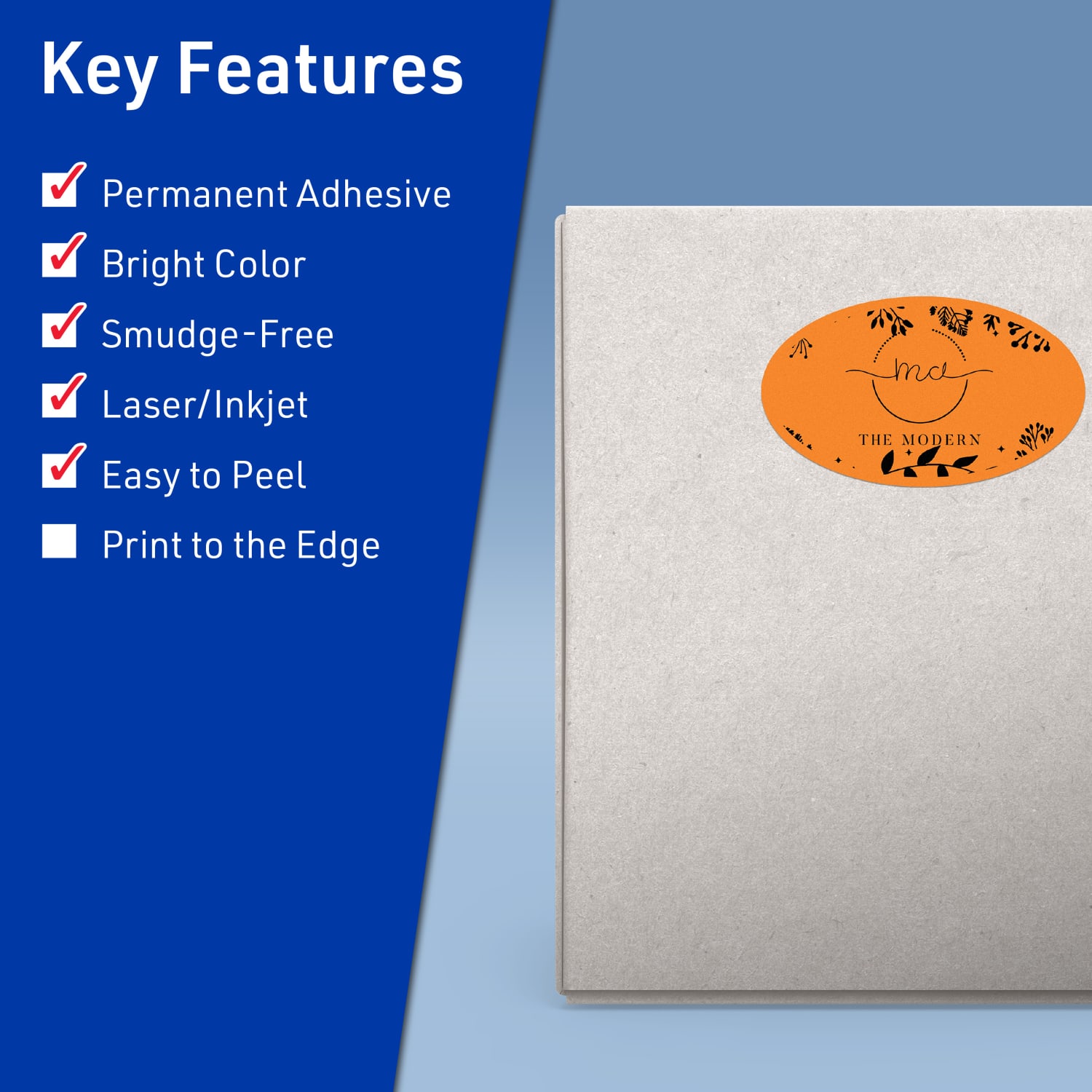 Avery Printable Labels With Sure Feed Technology, 94058-BOP10, Oval, 4-1/4in x 2-1/2in, Matte Bright Orange, Pack of 60 - Image 3