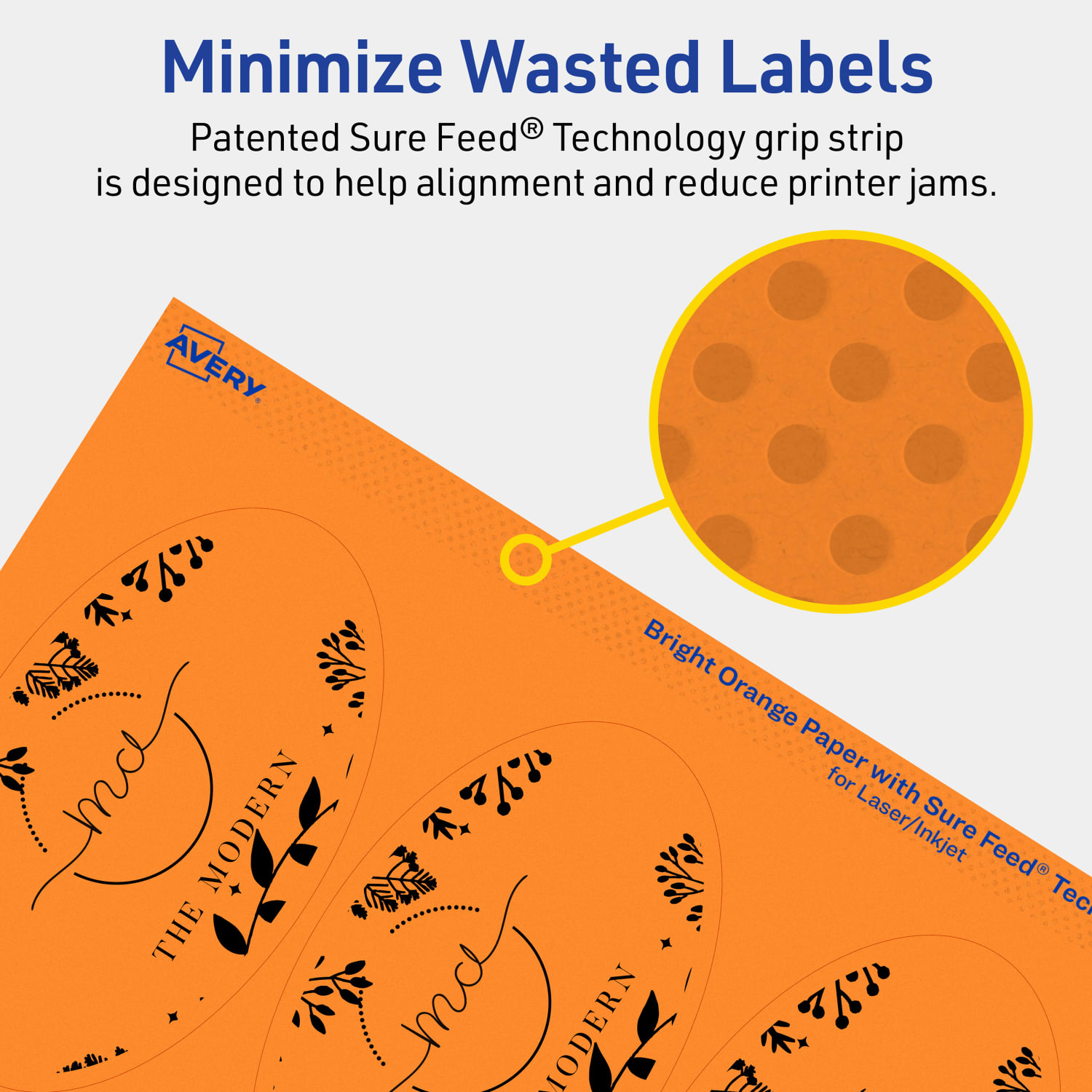 Avery Printable Labels With Sure Feed Technology, 94058-BOP10, Oval, 4-1/4in x 2-1/2in, Matte Bright Orange, Pack of 60 - Image 5