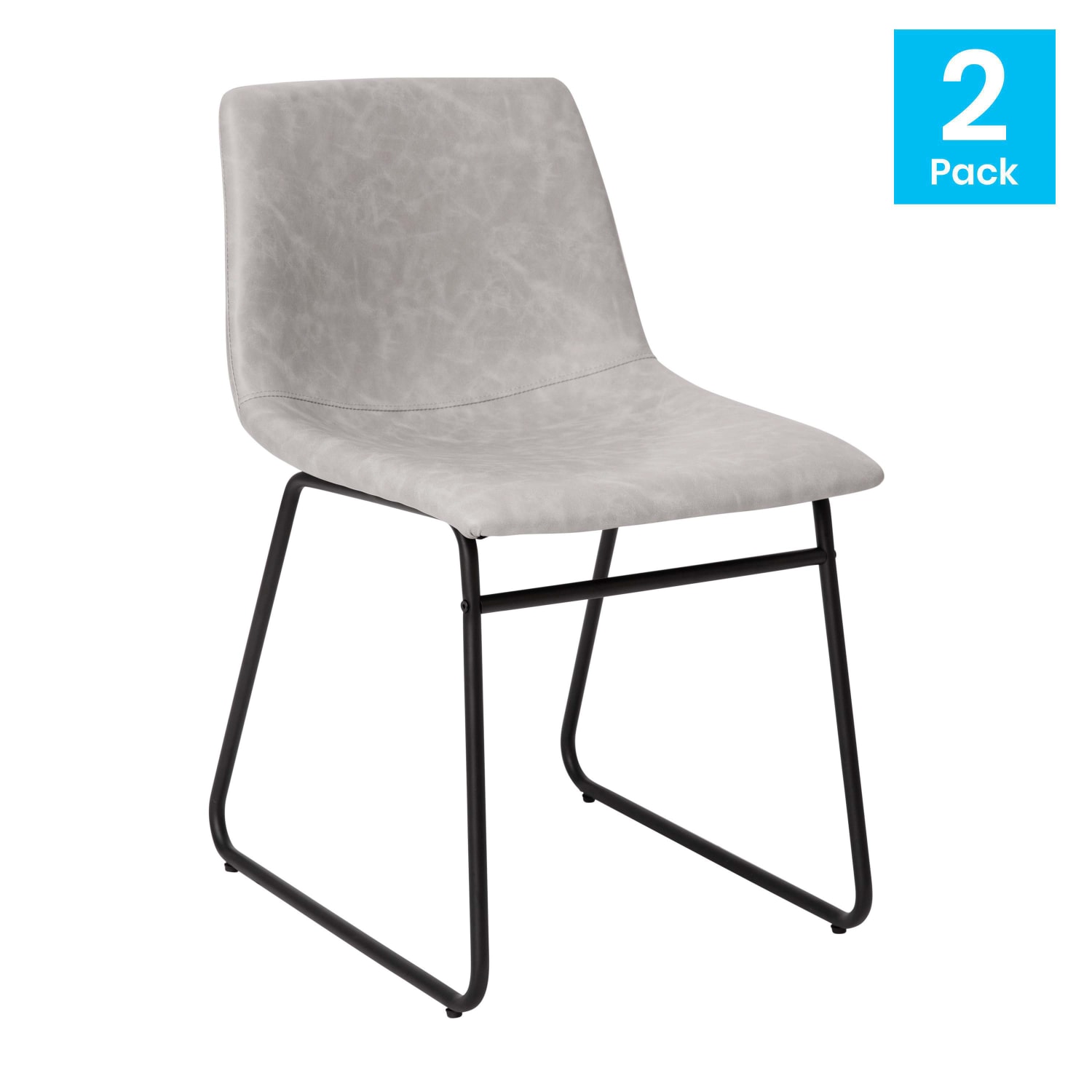 Flash Furniture Commercial Grade Dining Chairs, Light Gray/Black, Set Of 2 Chairs - Image 3