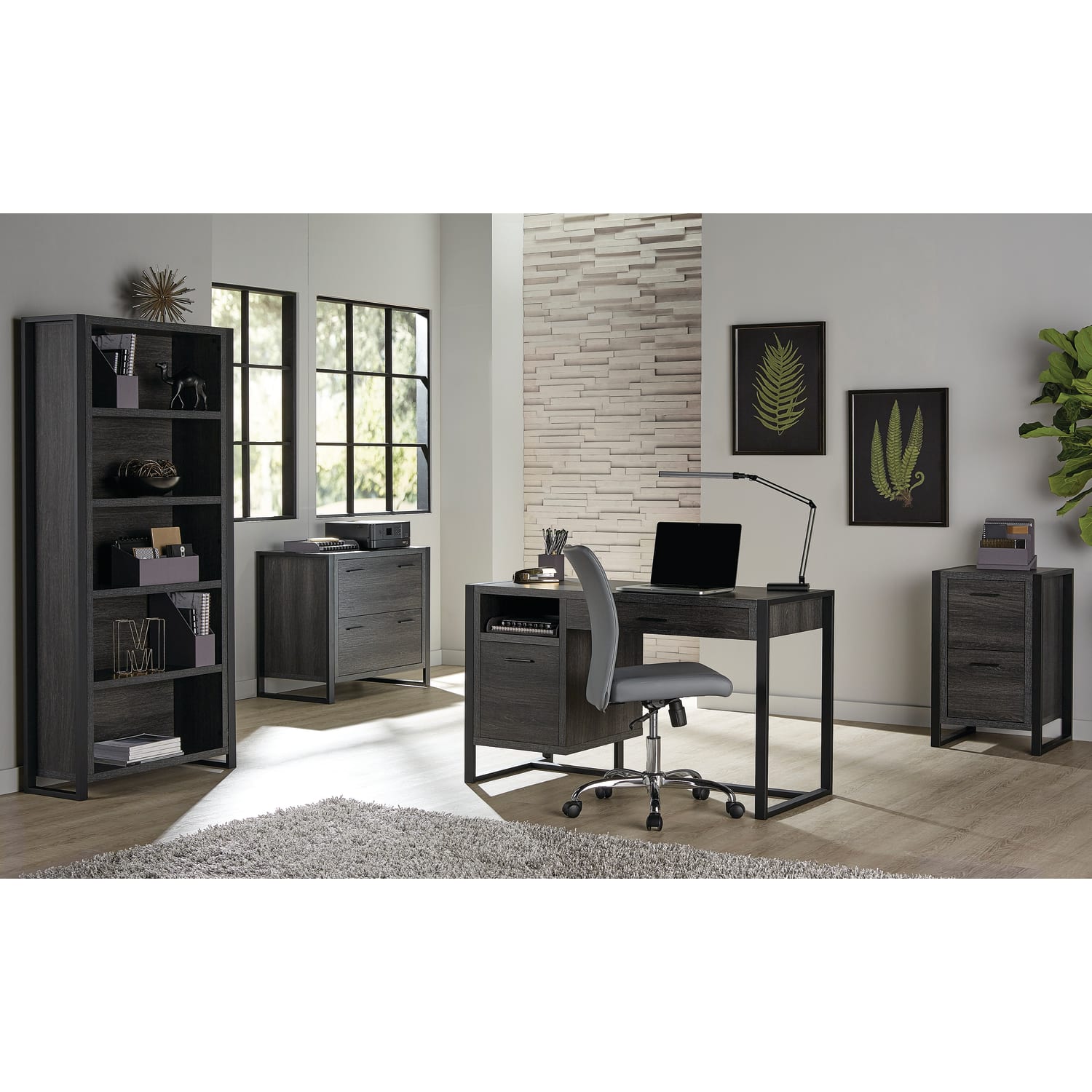 RealSpace DeJori 51inW Writing Desk, Charcoal - Image 4