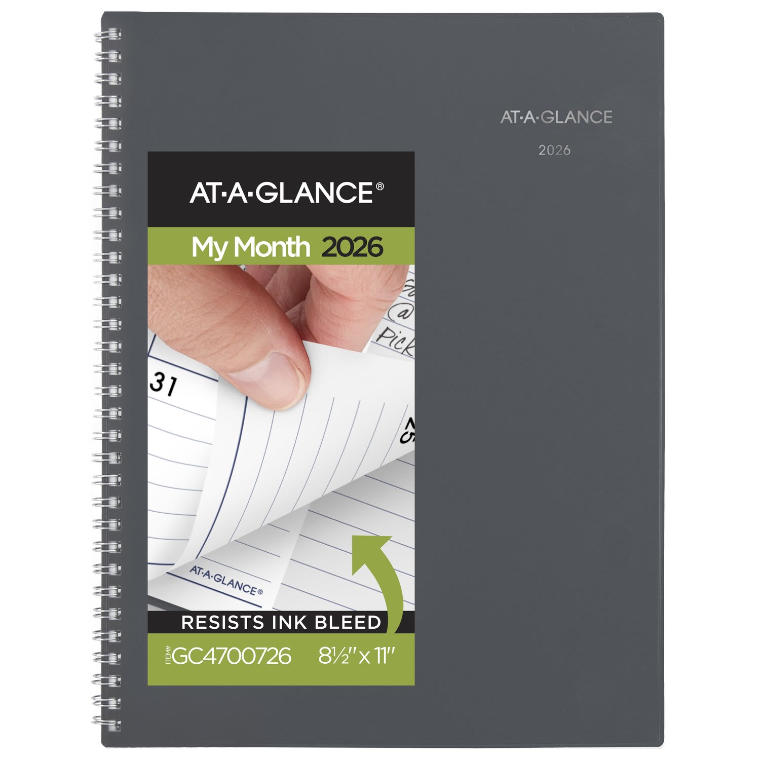 AT-A-GLANCE DayMinder 2026 Monthly Planner, Gray, Large, 8 1/2in x 11in
