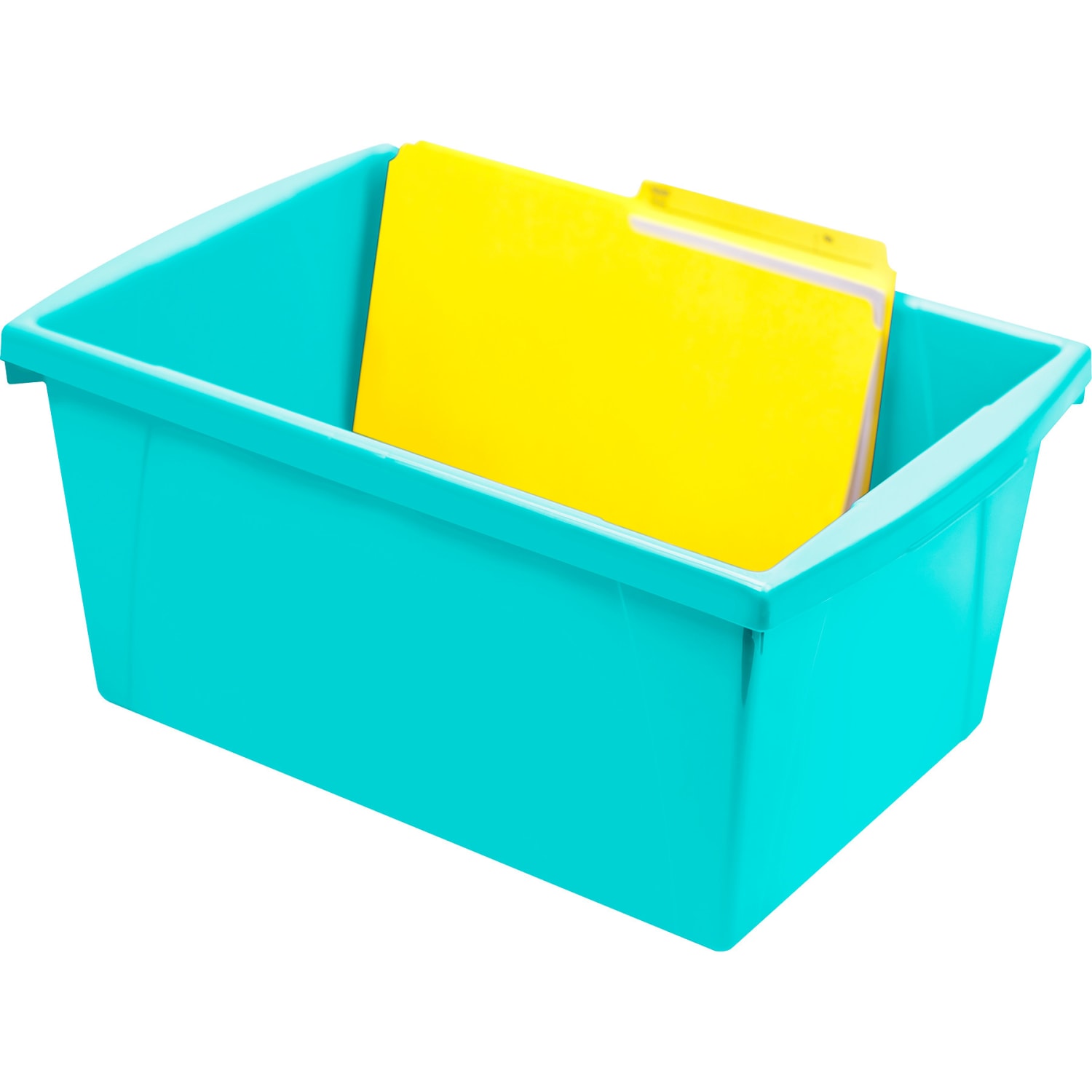 Storex Classroom Storage Bin, Medium, Teal, Pack Of 2 - Image 4