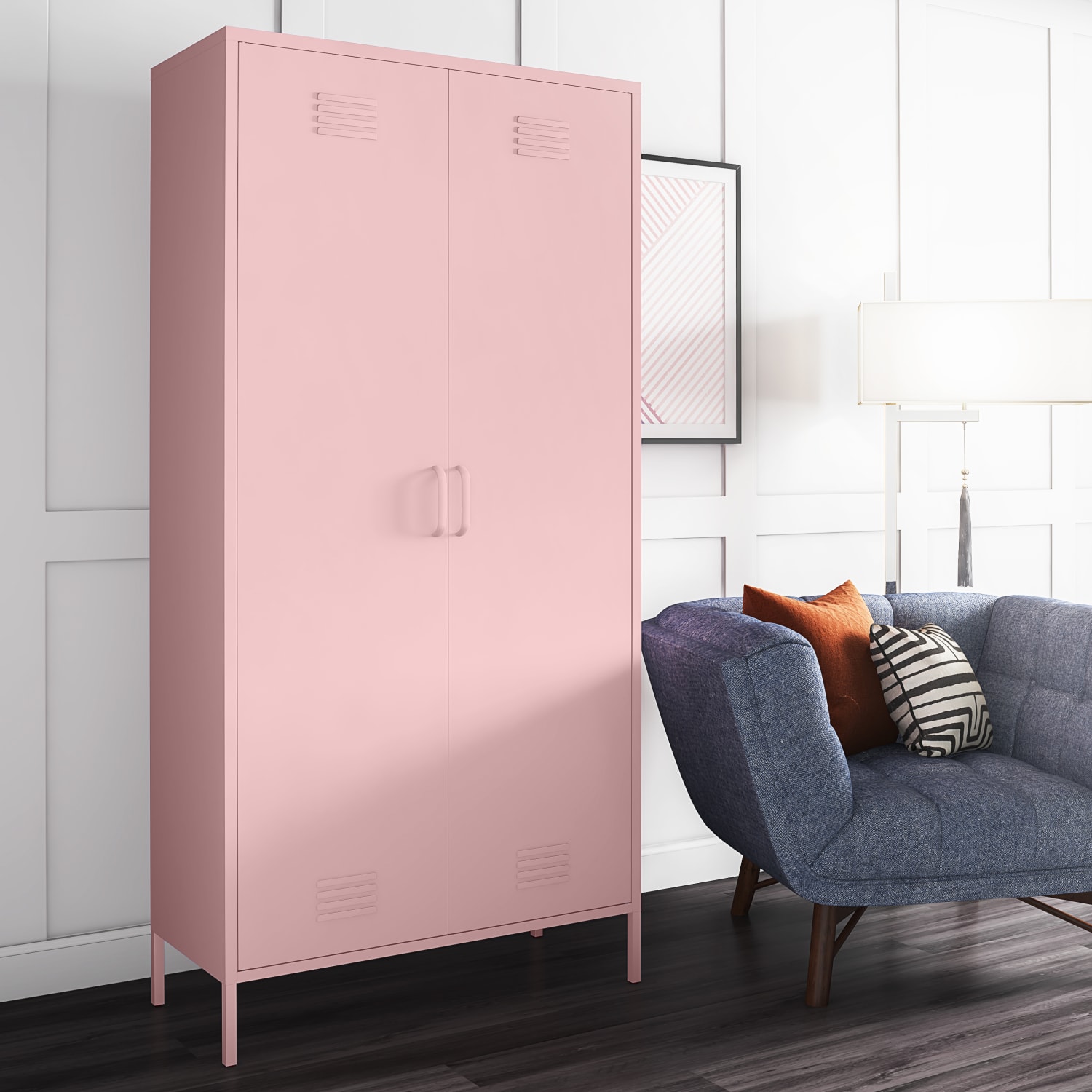 Ameriwood Home Cache Tall 2-Door Metal Locker Cabinet, 72-7/8inH x 35-7/16inW x 15-3/4inD, Pink - Image 5