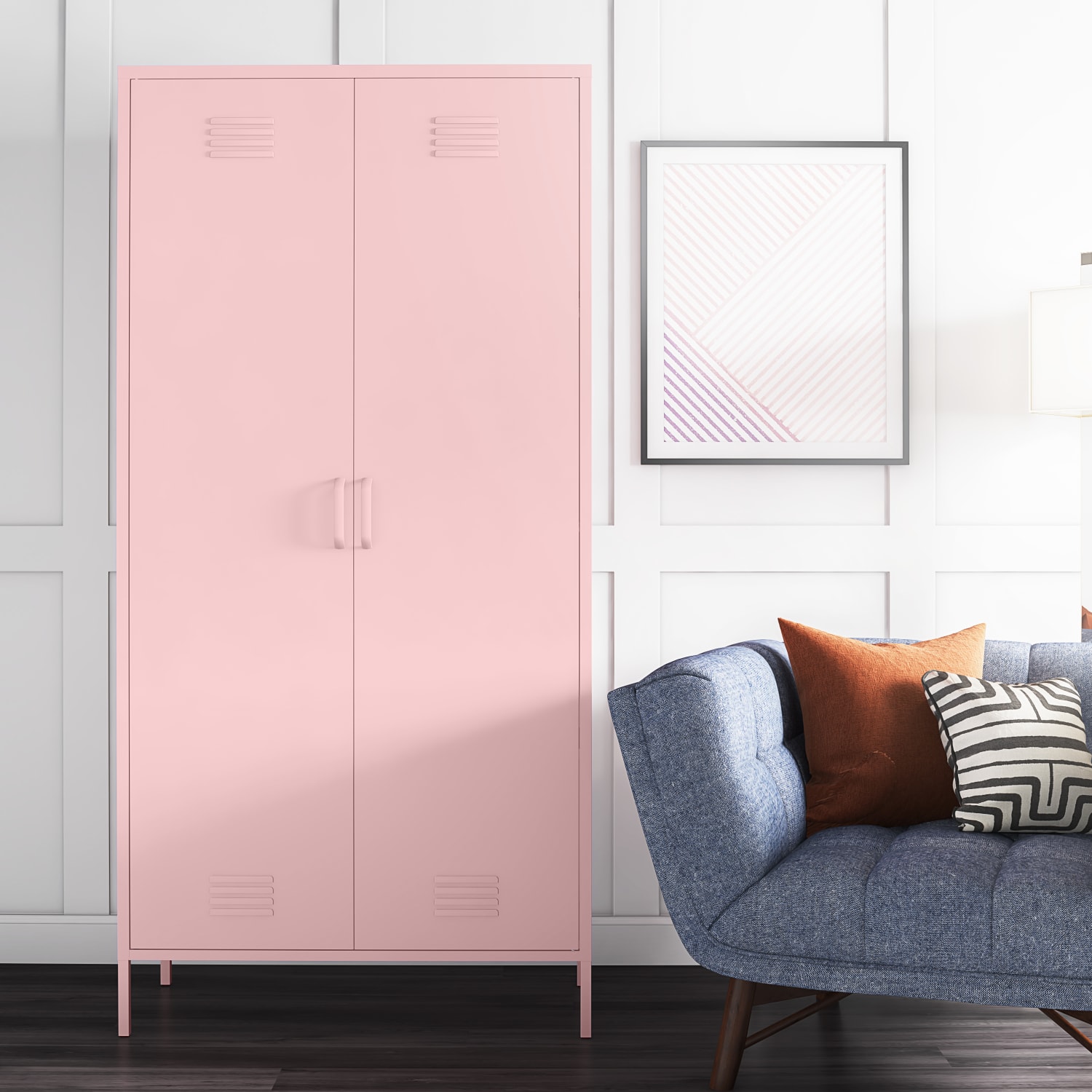 Ameriwood Home Cache Tall 2-Door Metal Locker Cabinet, 72-7/8inH x 35-7/16inW x 15-3/4inD, Pink - Image 6
