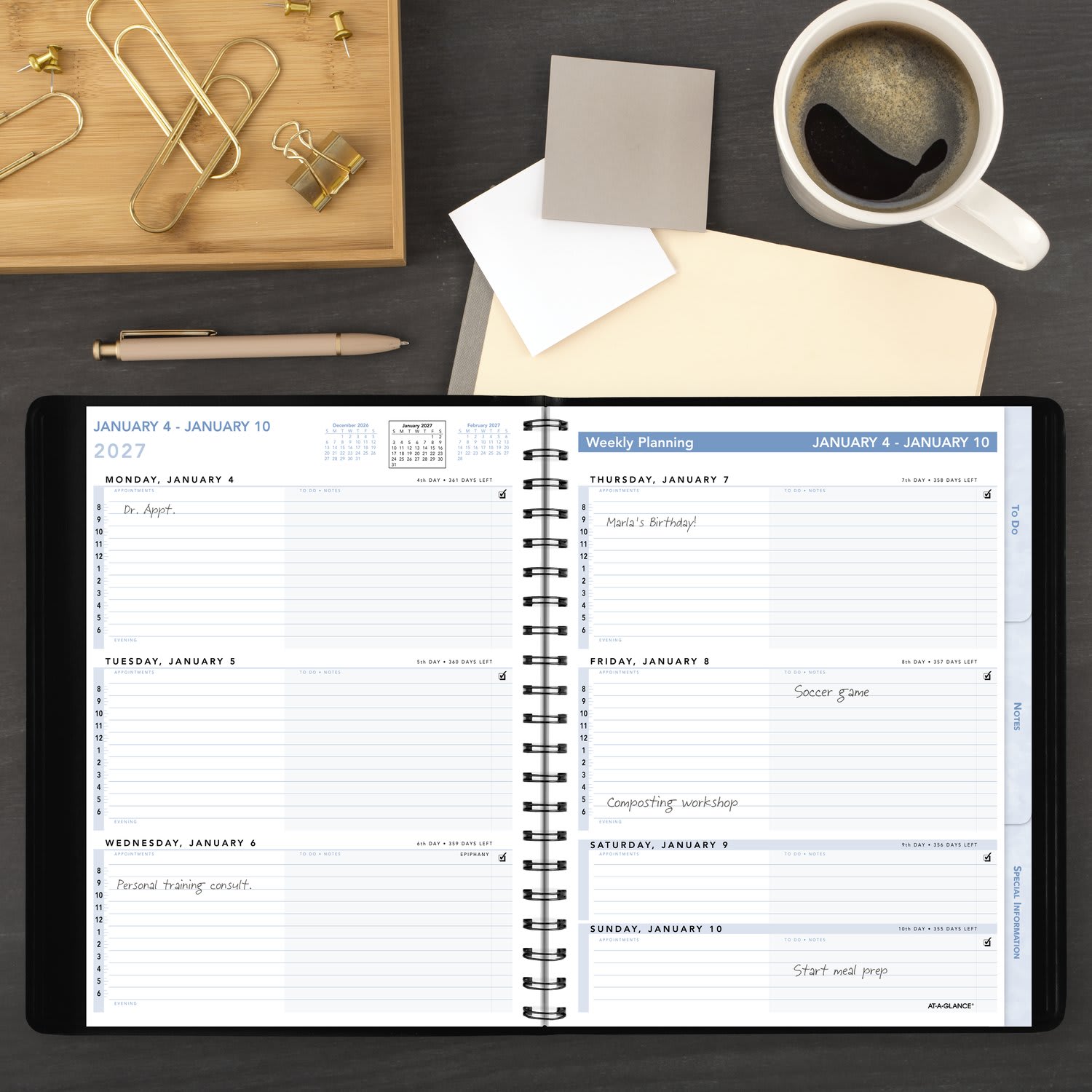 AT-A-GLANCE The Action Planner 2027 Weekly Appointment Book Planner, Black, Large, 8in x 11in - Image 3