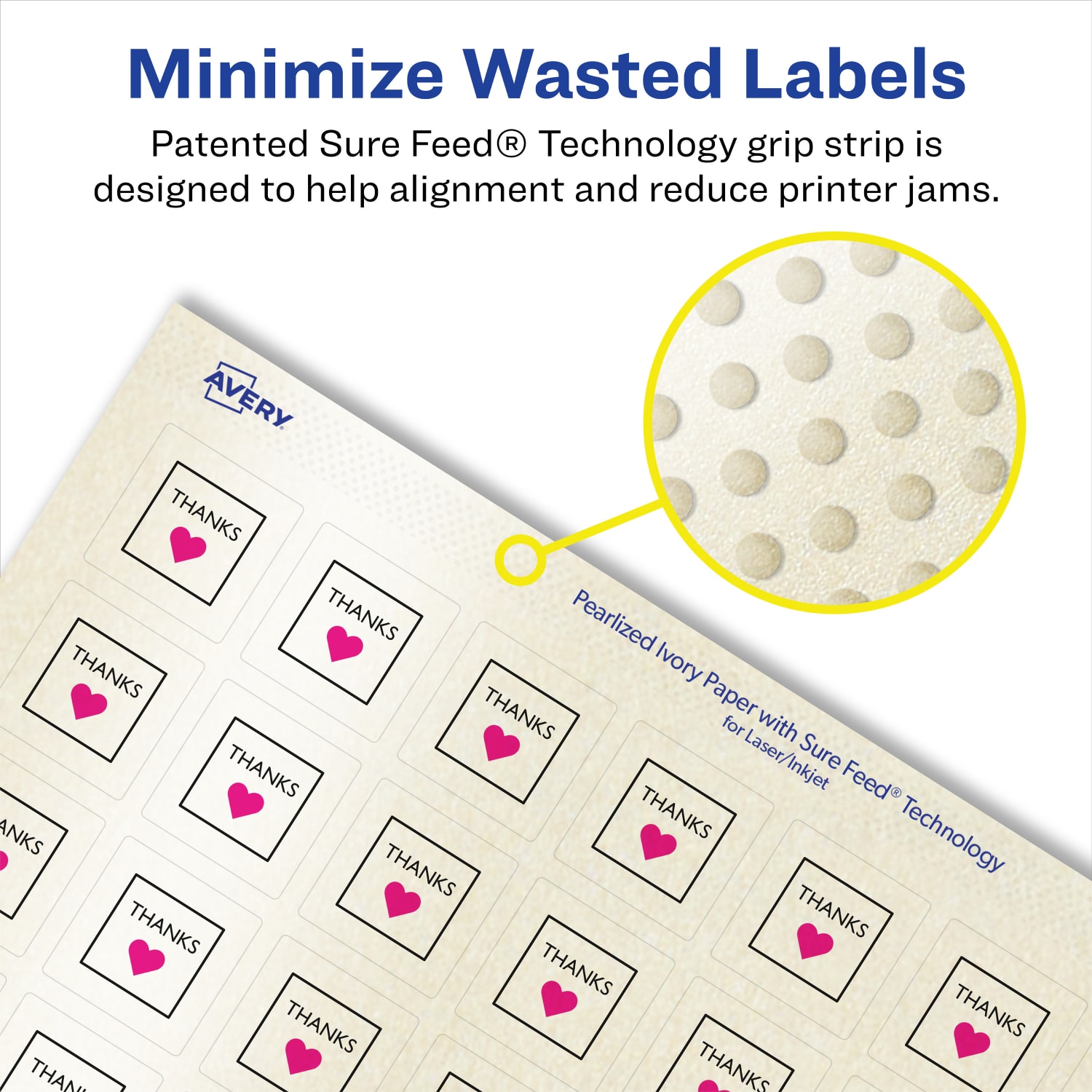 Avery Pearlized Permanent Labels With Sure Feed, 94103-PIP25, Square, 1in x 1in, Ivory, Pack Of 1,200 Labels - Image 5