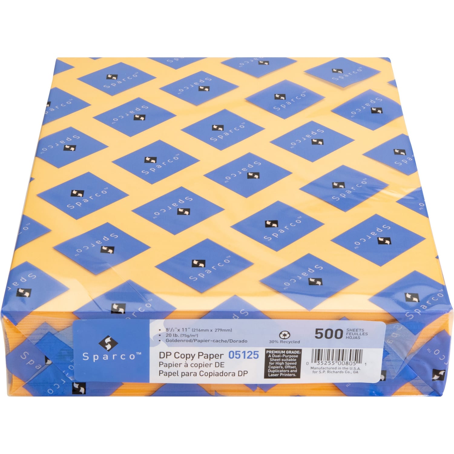 Sparco Color Multi-Use Printer & Copy Paper, Goldenrod, Letter (8.5in x 11in), 500 Sheets Per Ream, 20 Lb, 90 Brightness, 30% Recycled - Image 3