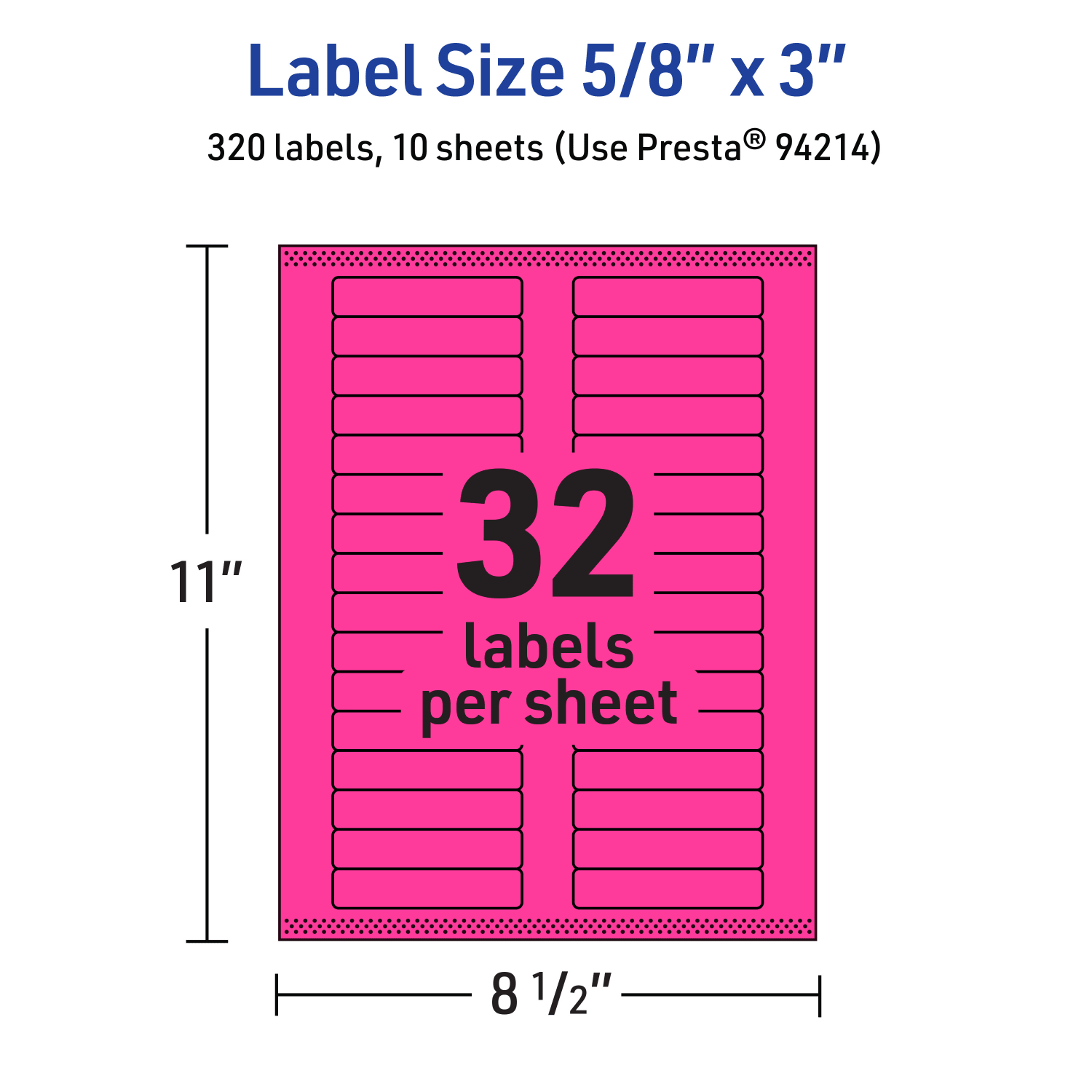 Avery Printable Labels With Sure Feed Technology, 94214-NMP10, Rectangle, 5/8in x 3in, Matte Neon Magenta, Pack of 320 - Image 6